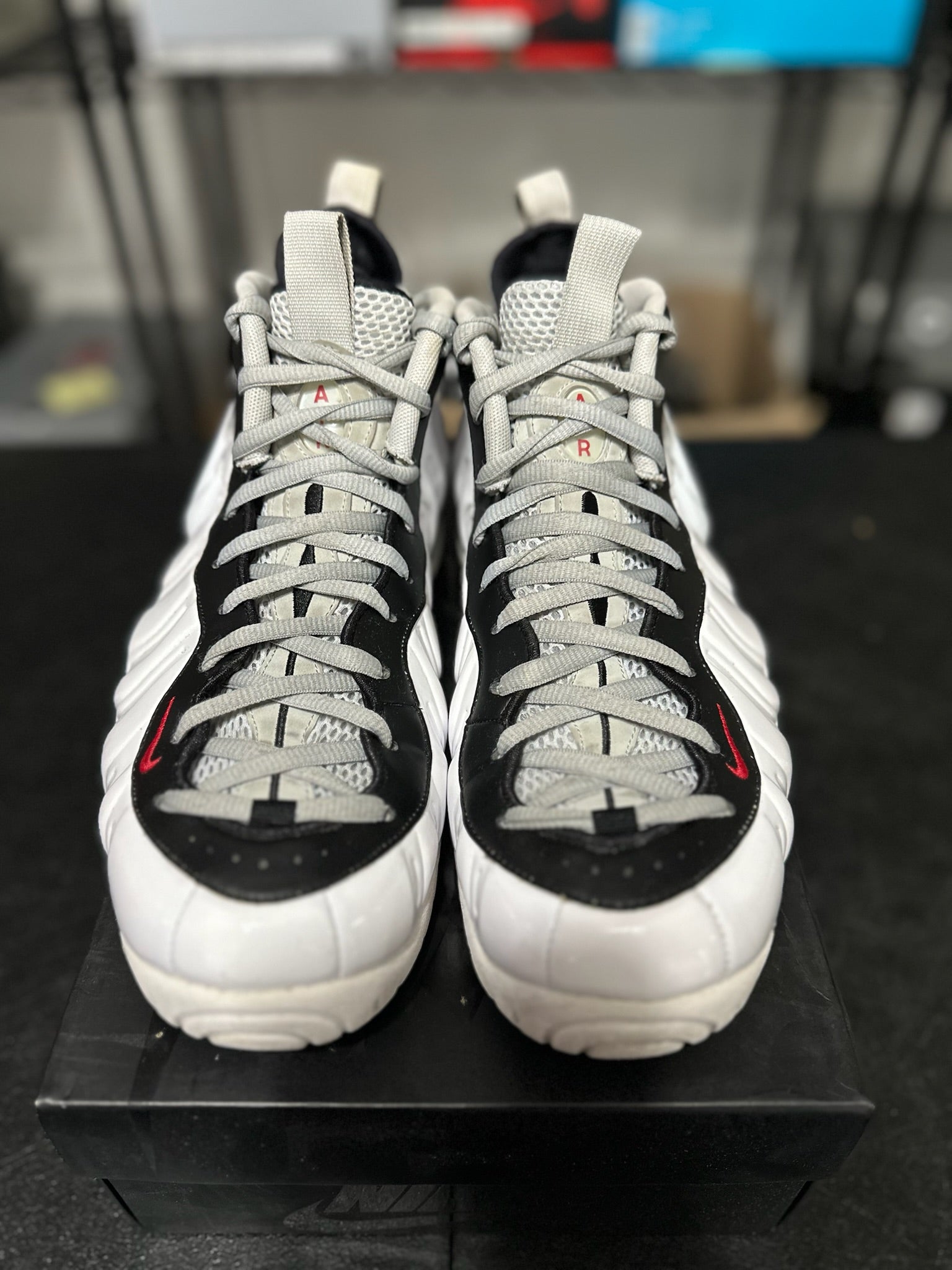 Size 12 - Foamposite Pro White Black University Red