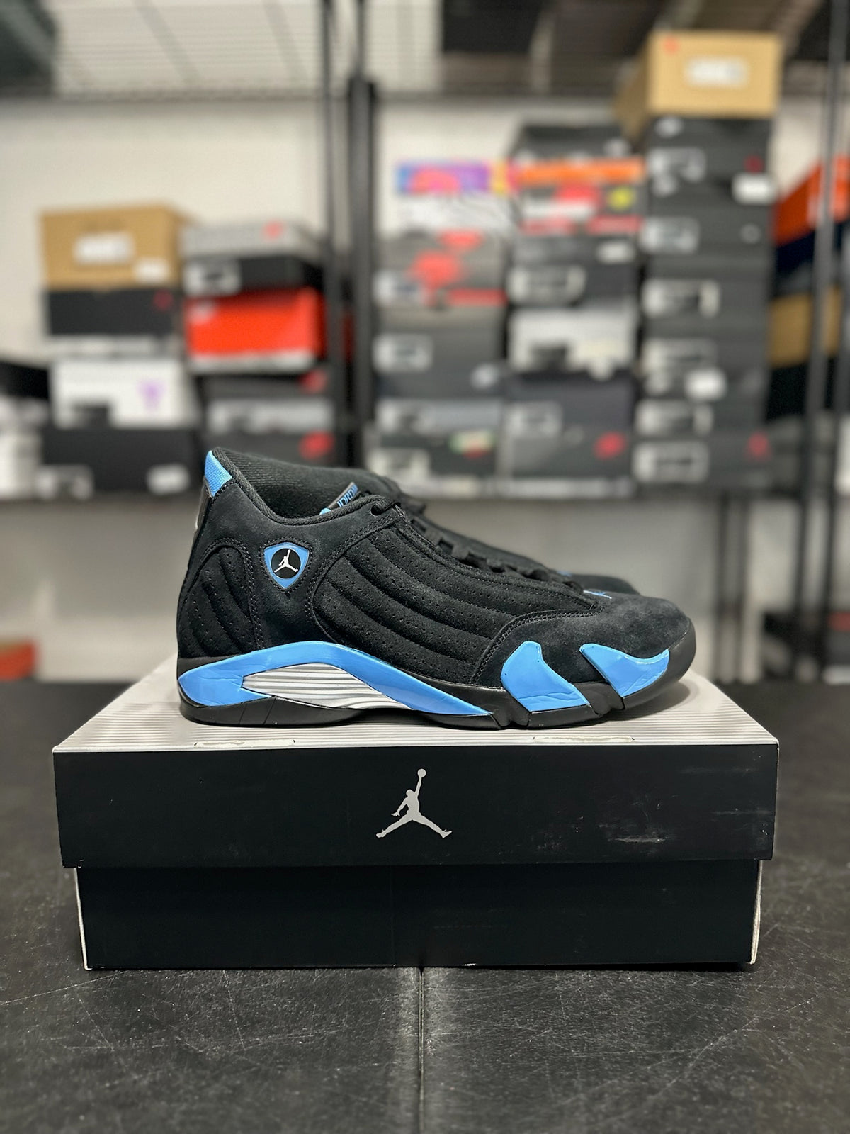 Size 10.5 - J14 Black University Blue