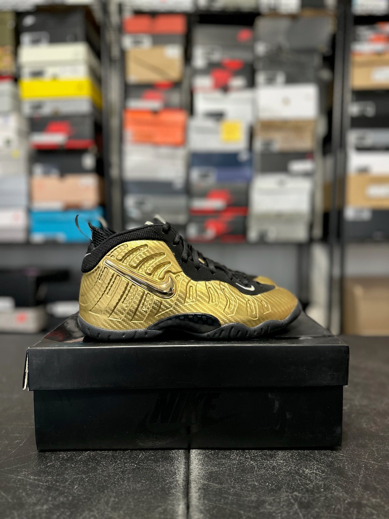 Size 7Y - Foamposite Pro Metallic Gold