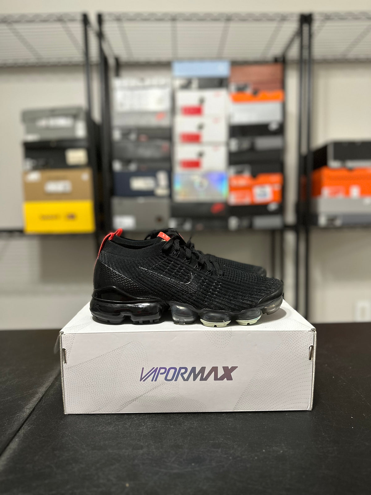 Size 9 - Vapormax Flyknit 3 black snakeskin