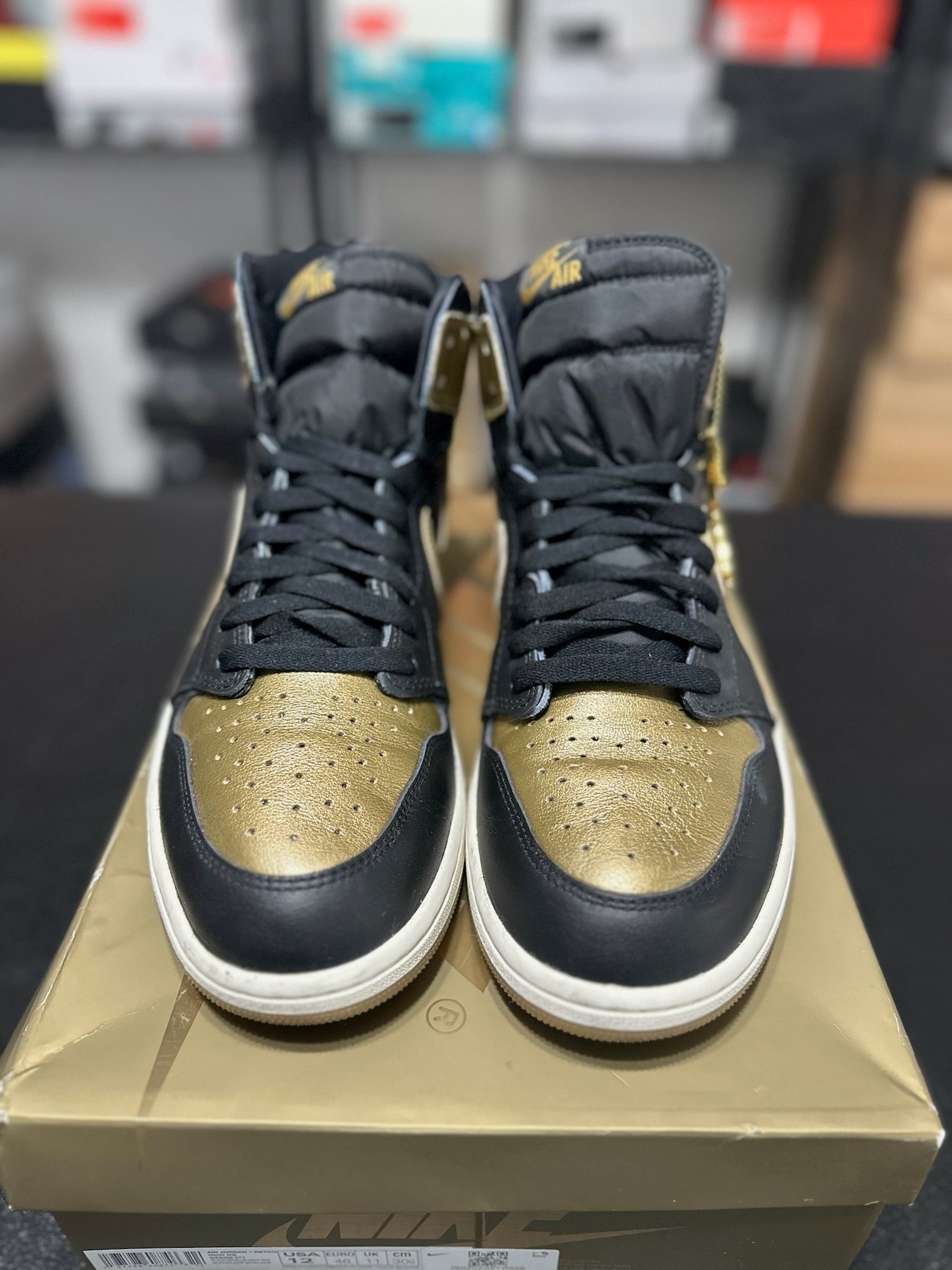 Size 12 - J1 High Black Metallic Gold
