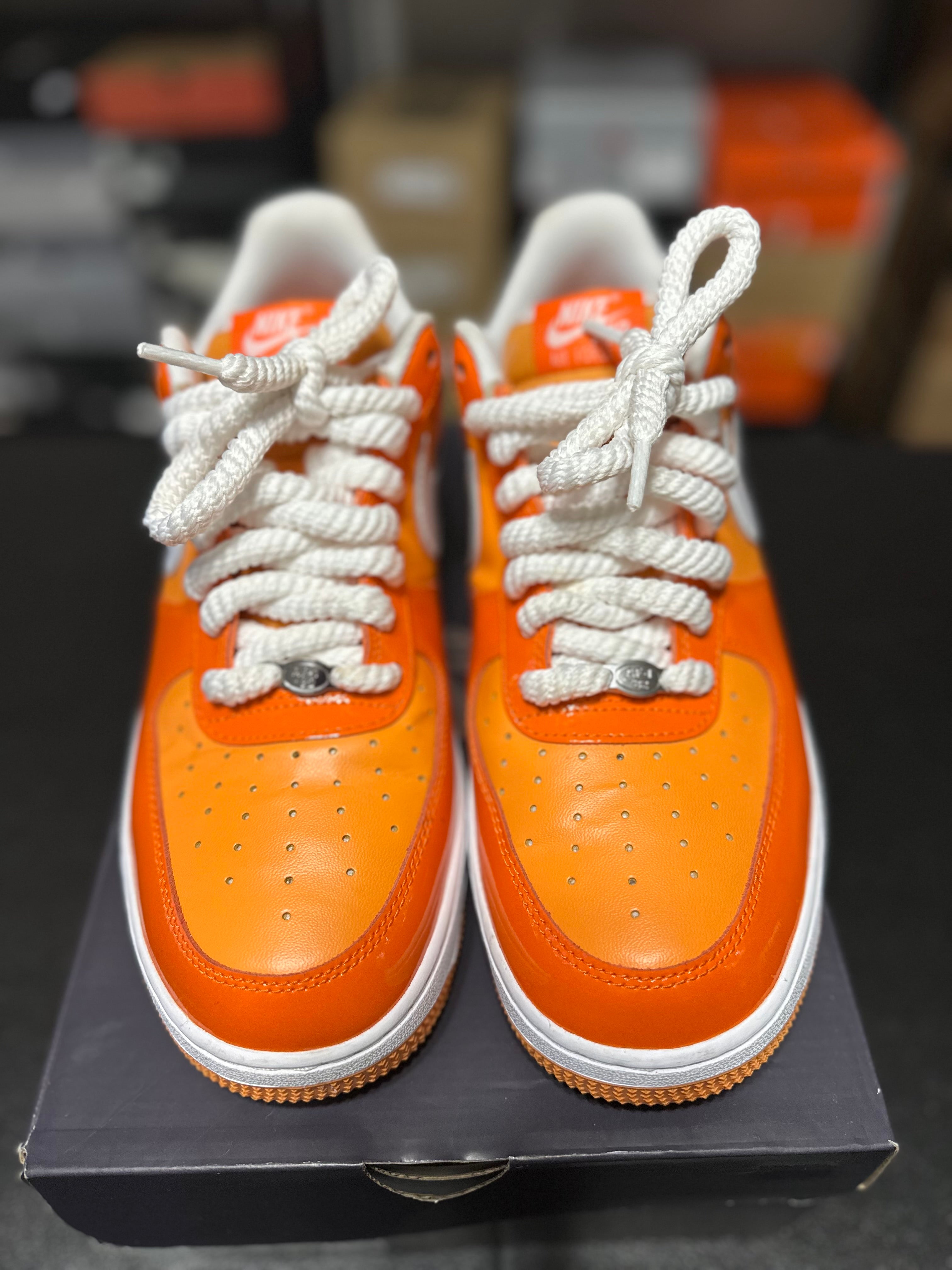 Size 11.5 - AF1 patent orange white