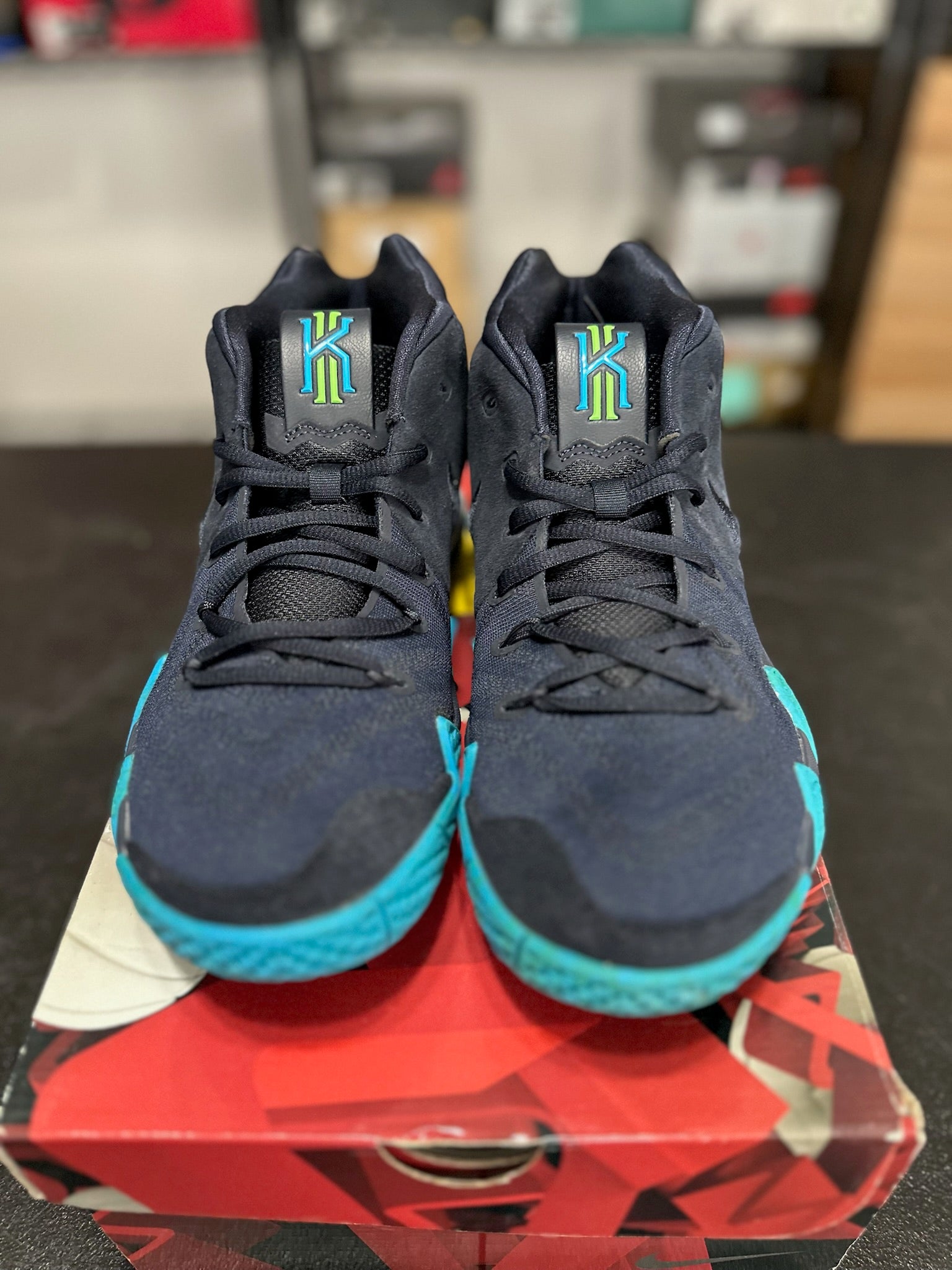 Size 9 - Kyrie 4 Dark Obsidian Think Twice