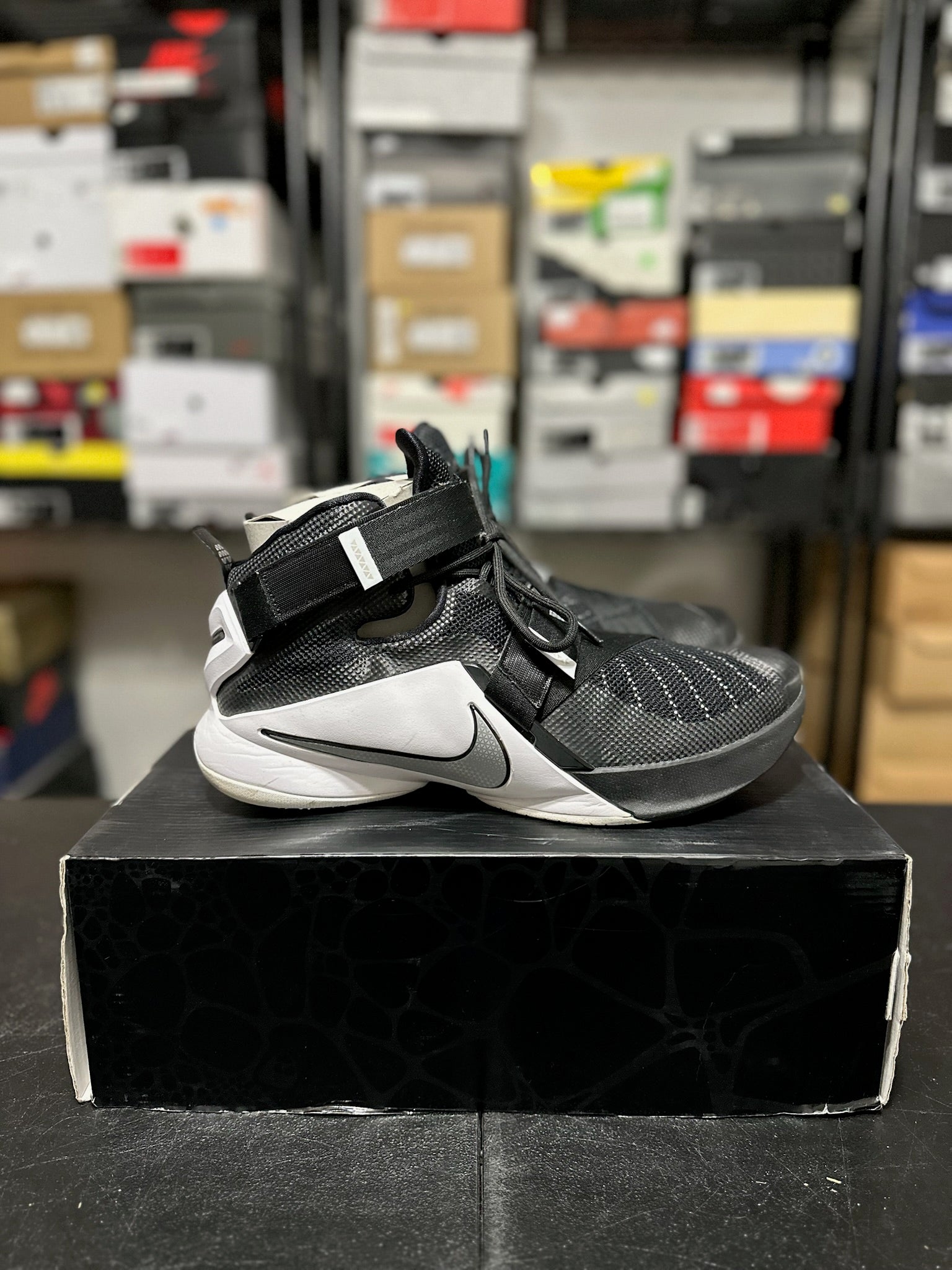 Size 12 - LeBron Soldier 9 Team Black White