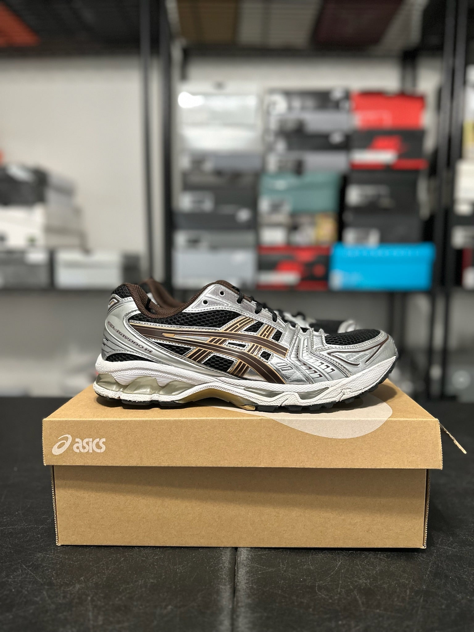 Size 10 - ASICS Gel Kayano 14 Black Coffee Silver
