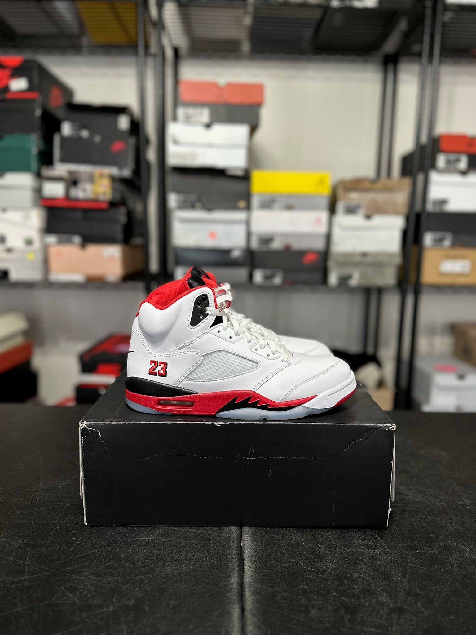 Size 11 - J5 Fire Red Black Tongue