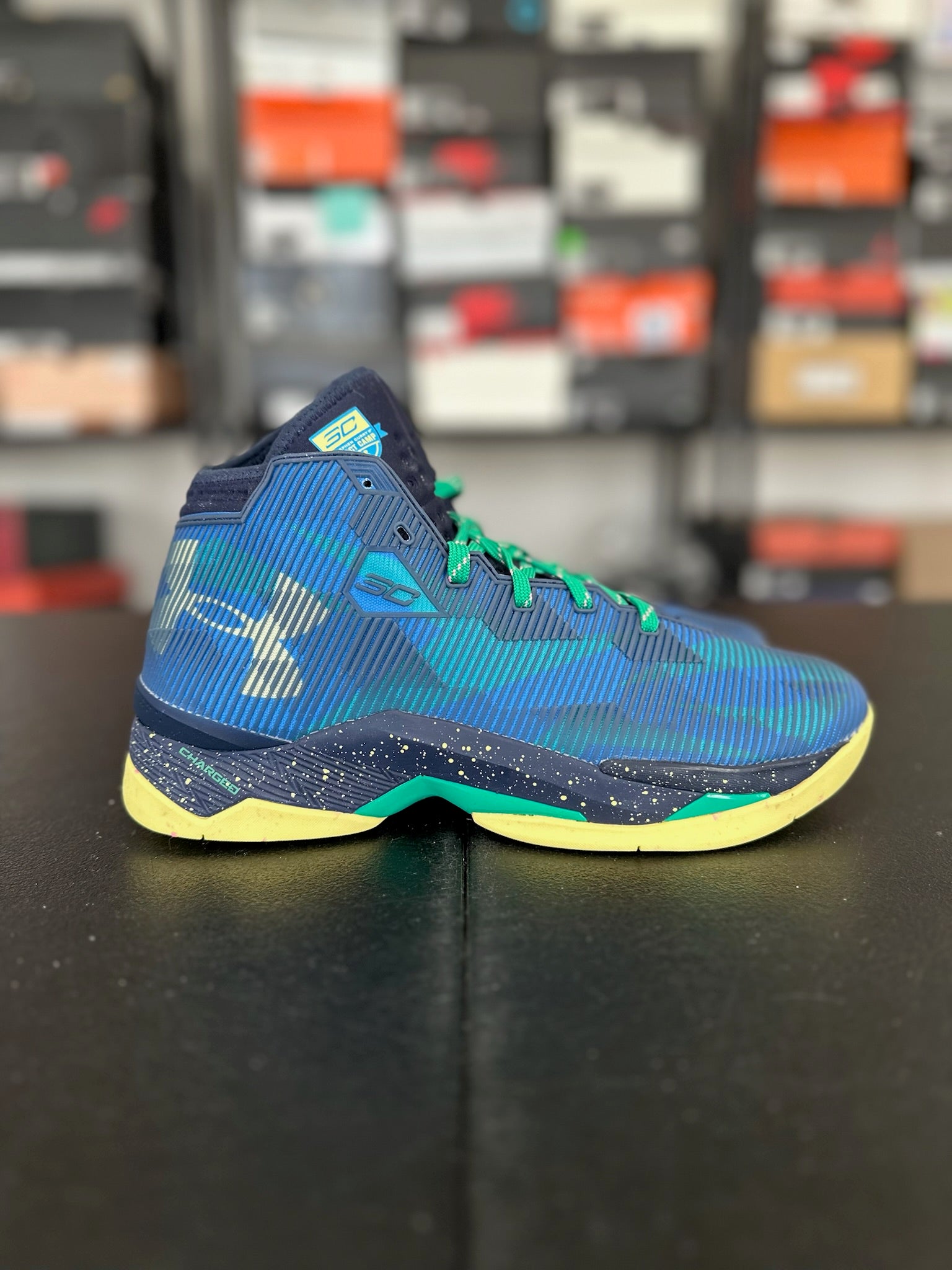 Size 9.5 - Curry 2.5 Aqua/Blue DS