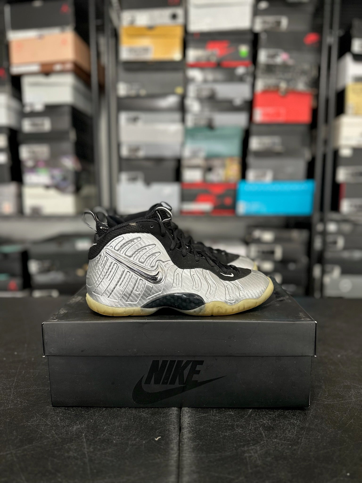 Size 6Y - Foamposite Pro Silver Surfer