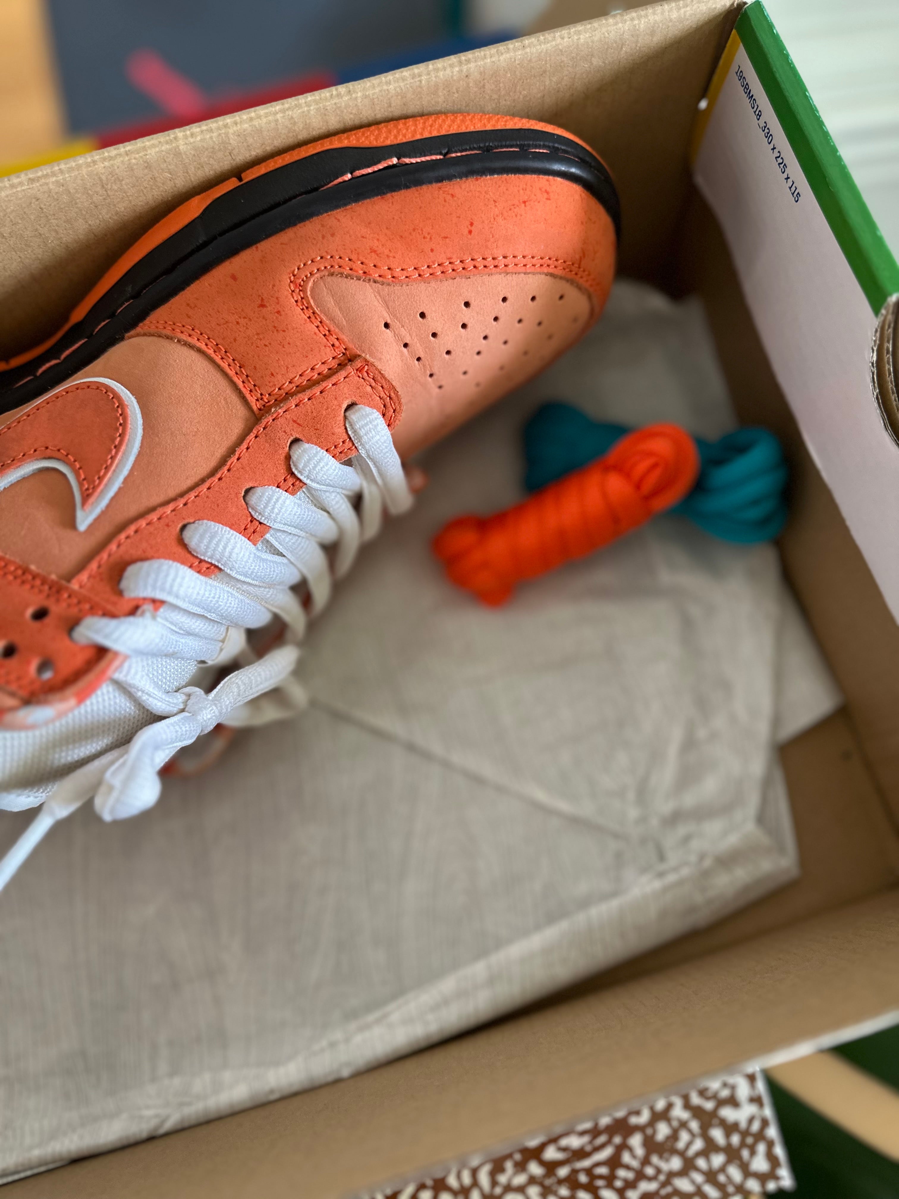 Size 9.5 - Dunk low orange lobster
