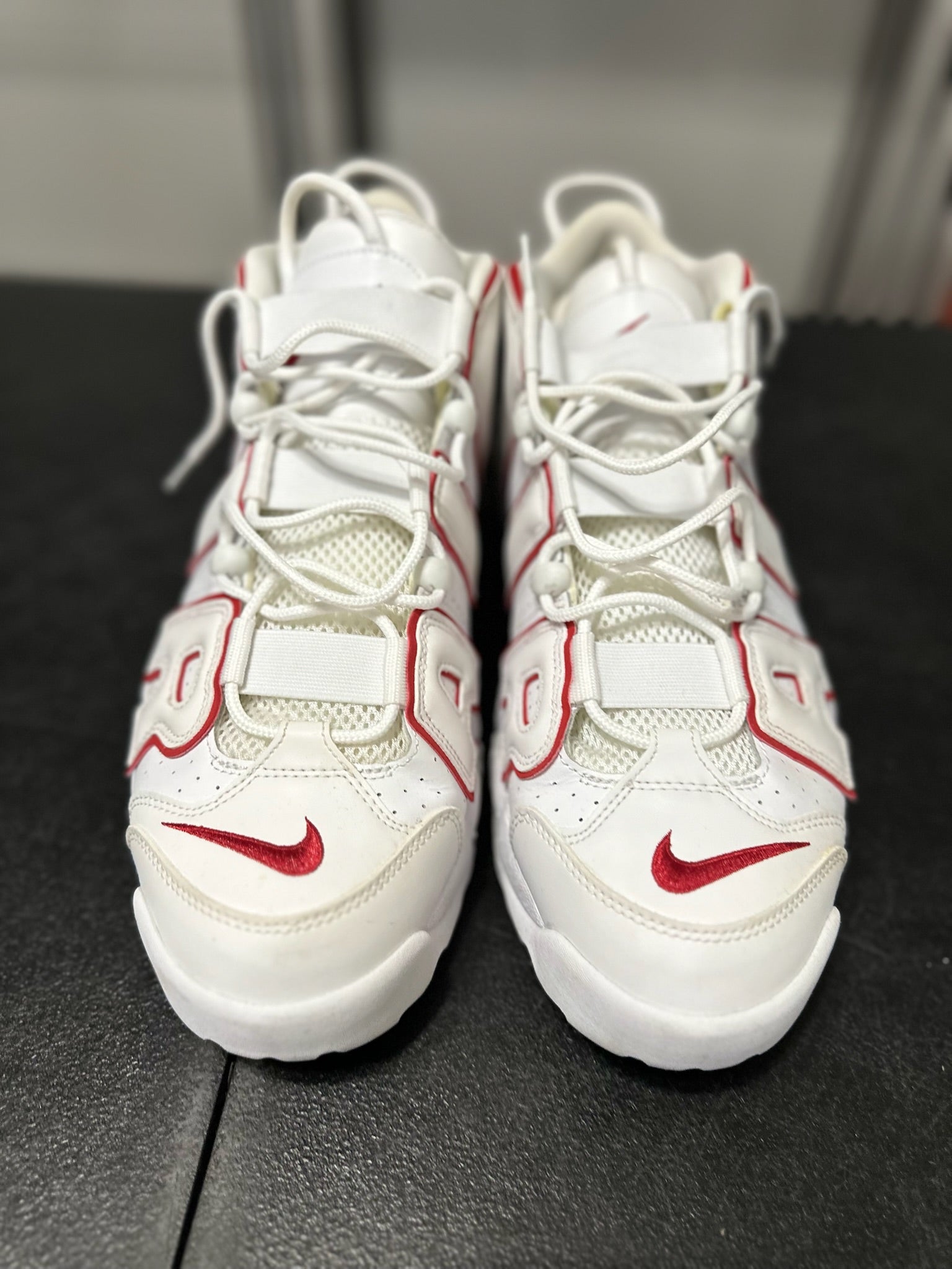 Size 12 - Nike Air More Uptempo White Varsity Red Outline