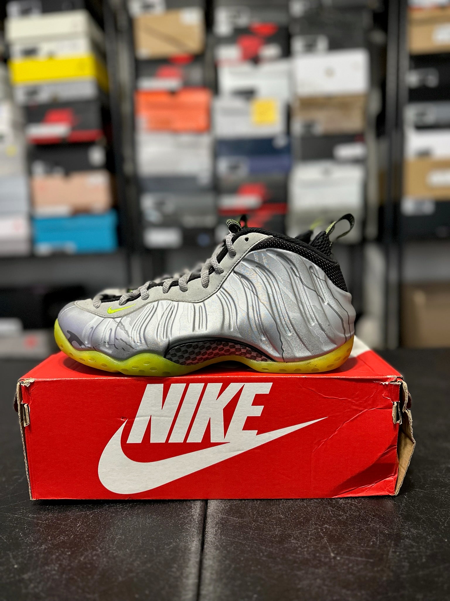 Size 8 - Foamposite 1 Silver Volt Camo
