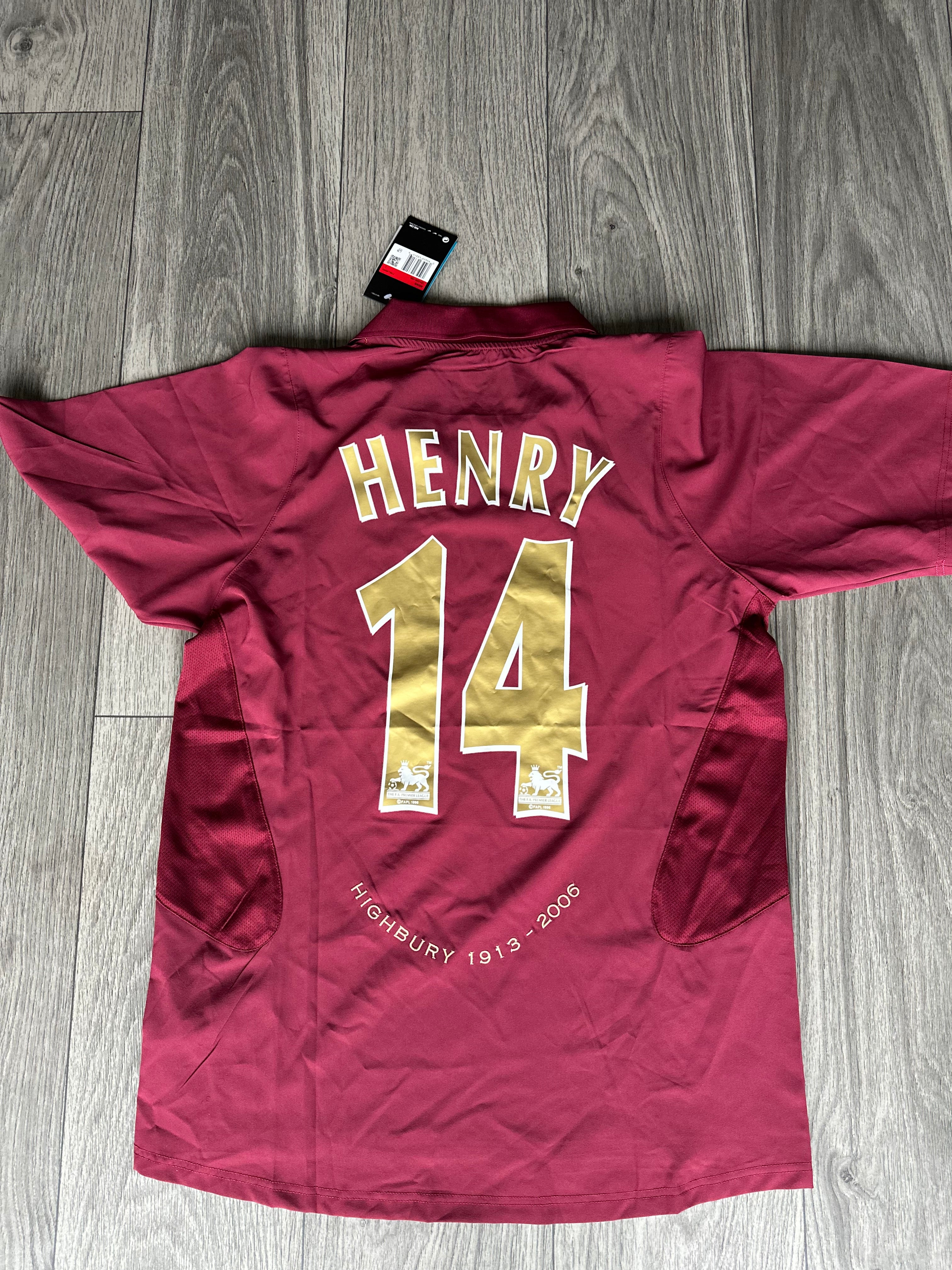 Size Large - 2006 Arsenal Away Jersey Final Game Highsbury Henry 14 Retro Jersey