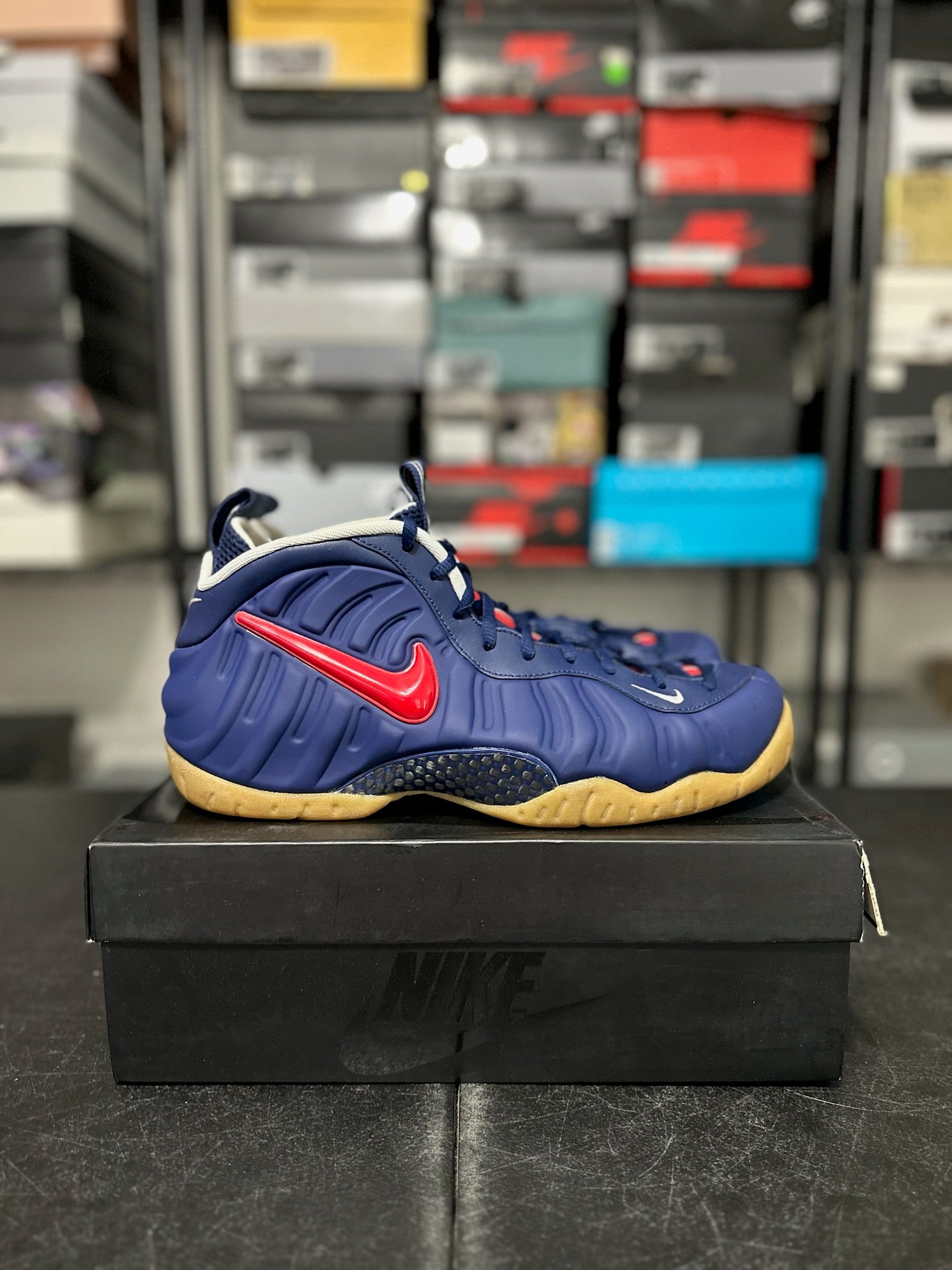 Size 12 - Foamposite Pro Blue Void University Red