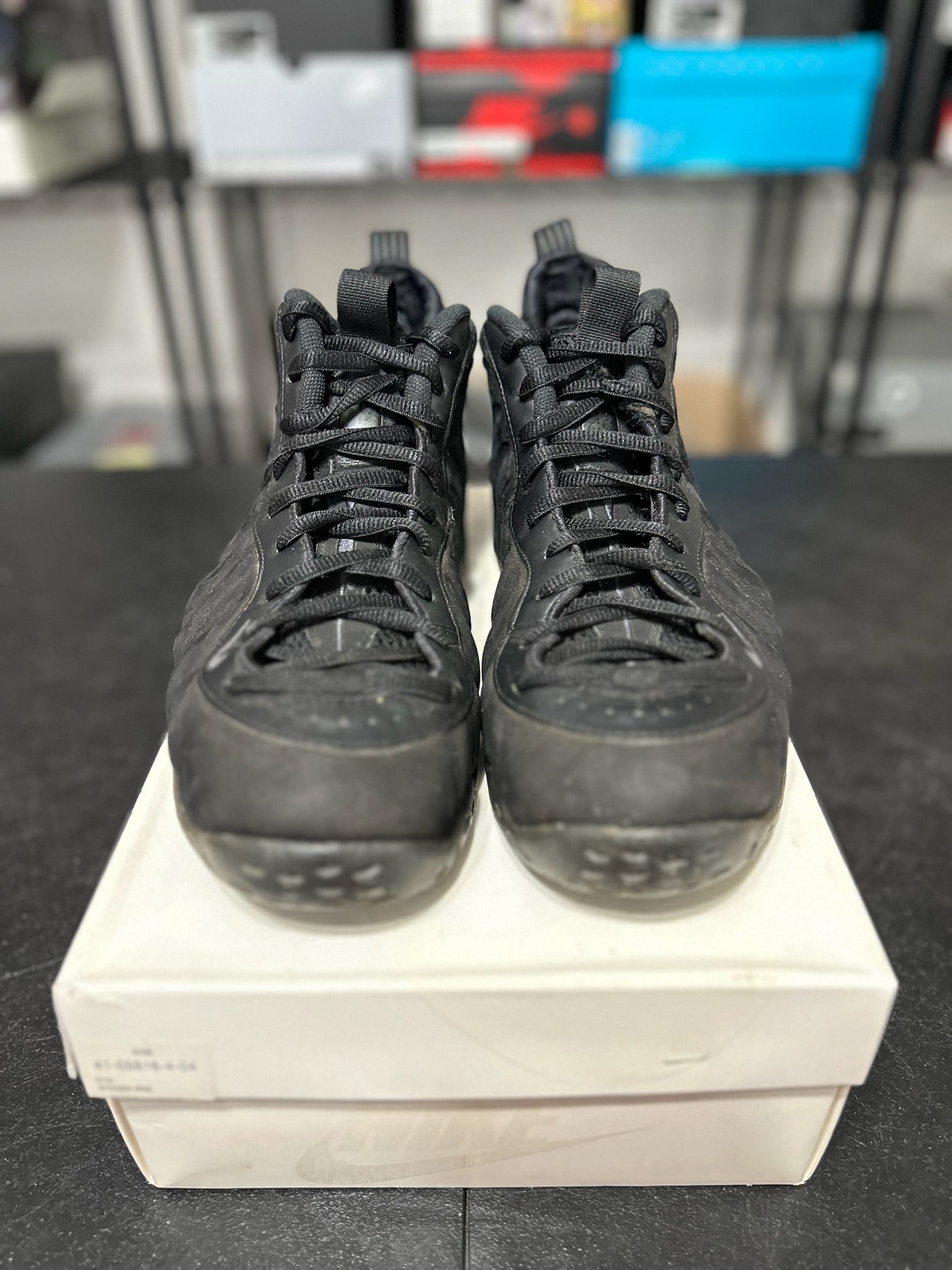 Size 10.5 - Foamposite 1 Black Suede