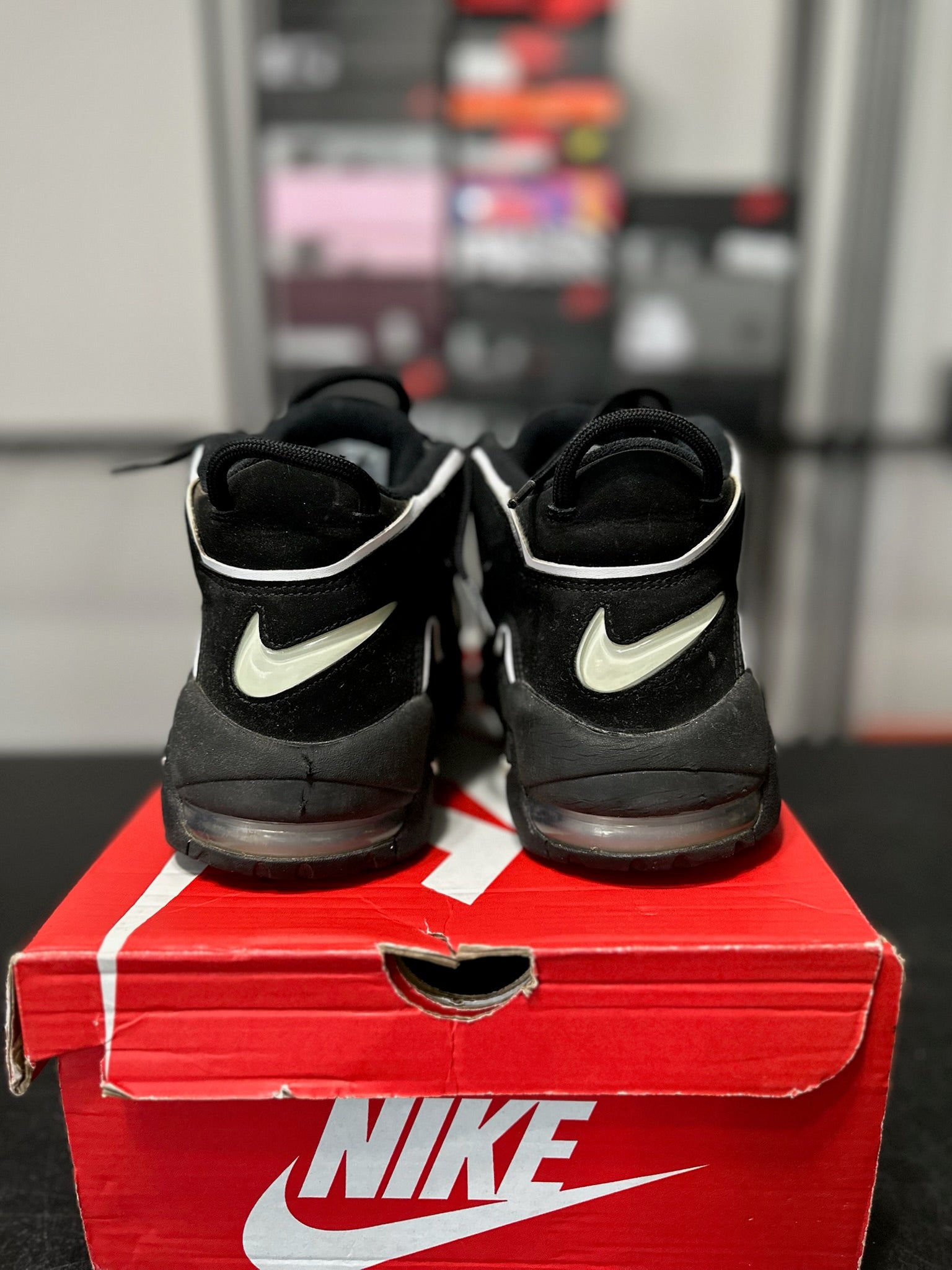 Size 9.5 - Nike Air More Uptempo Black White