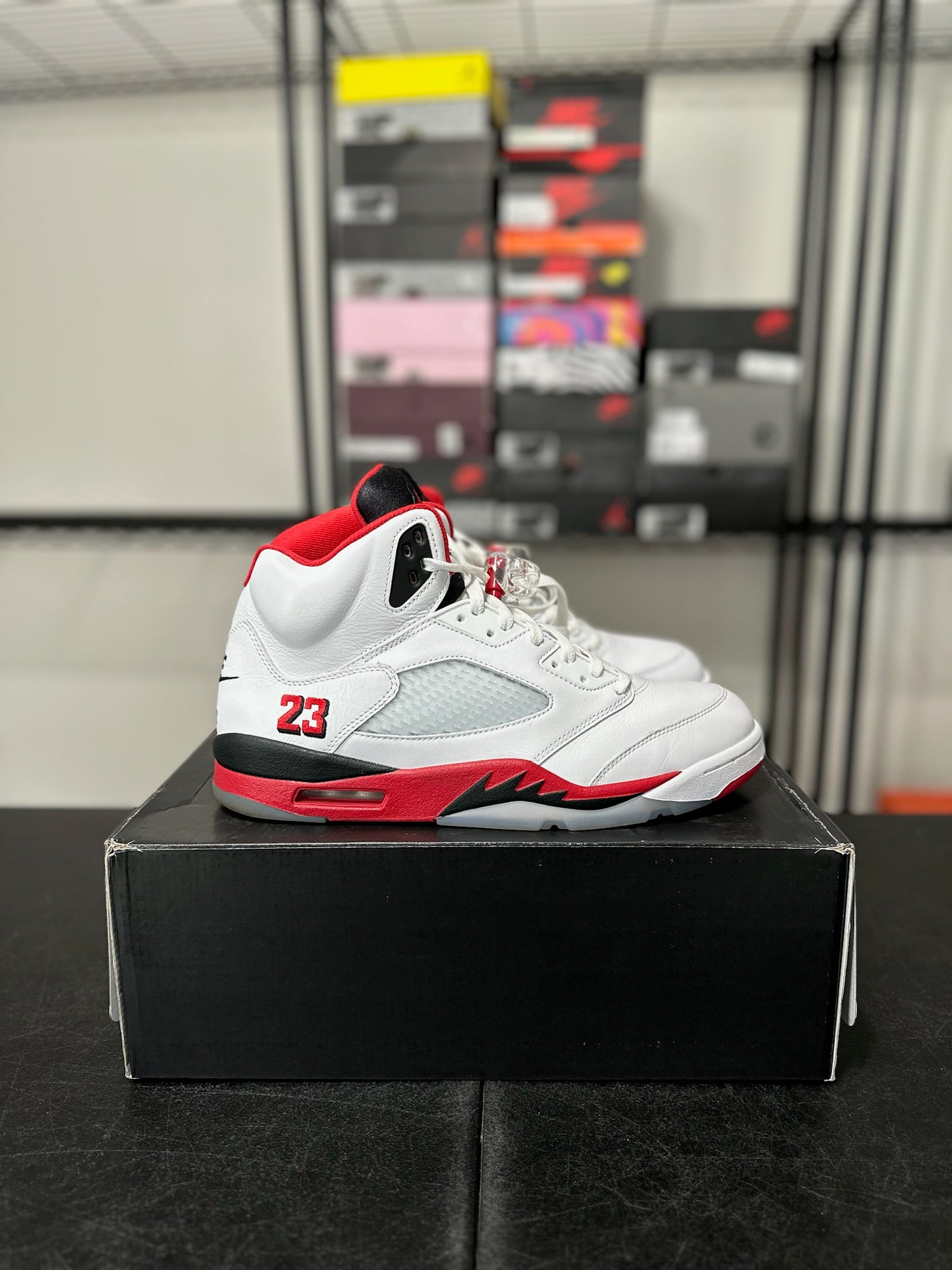 Size 13 - J5 Fire Red Black Tongue