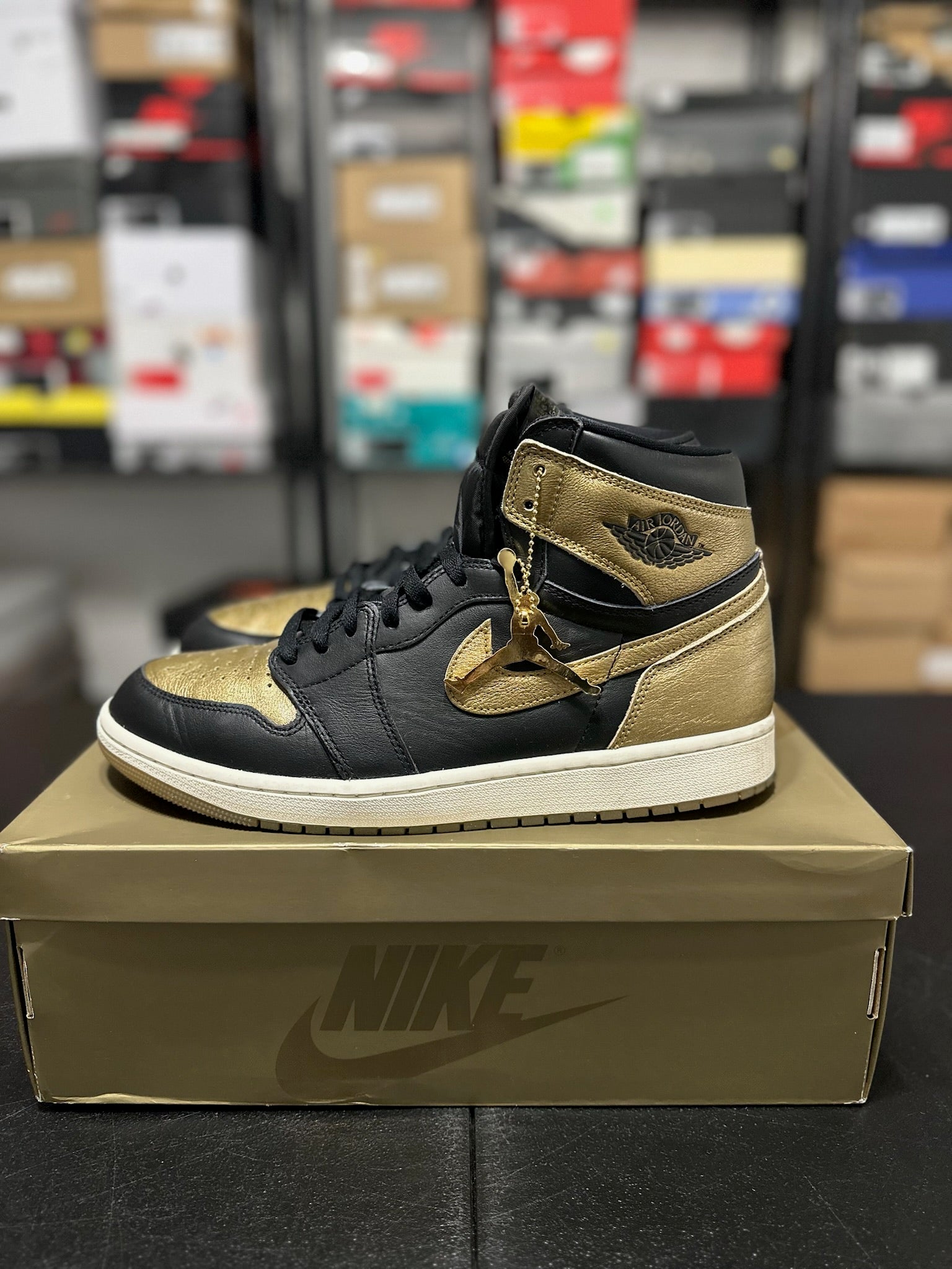Size 12 - J1 High Black Metallic Gold