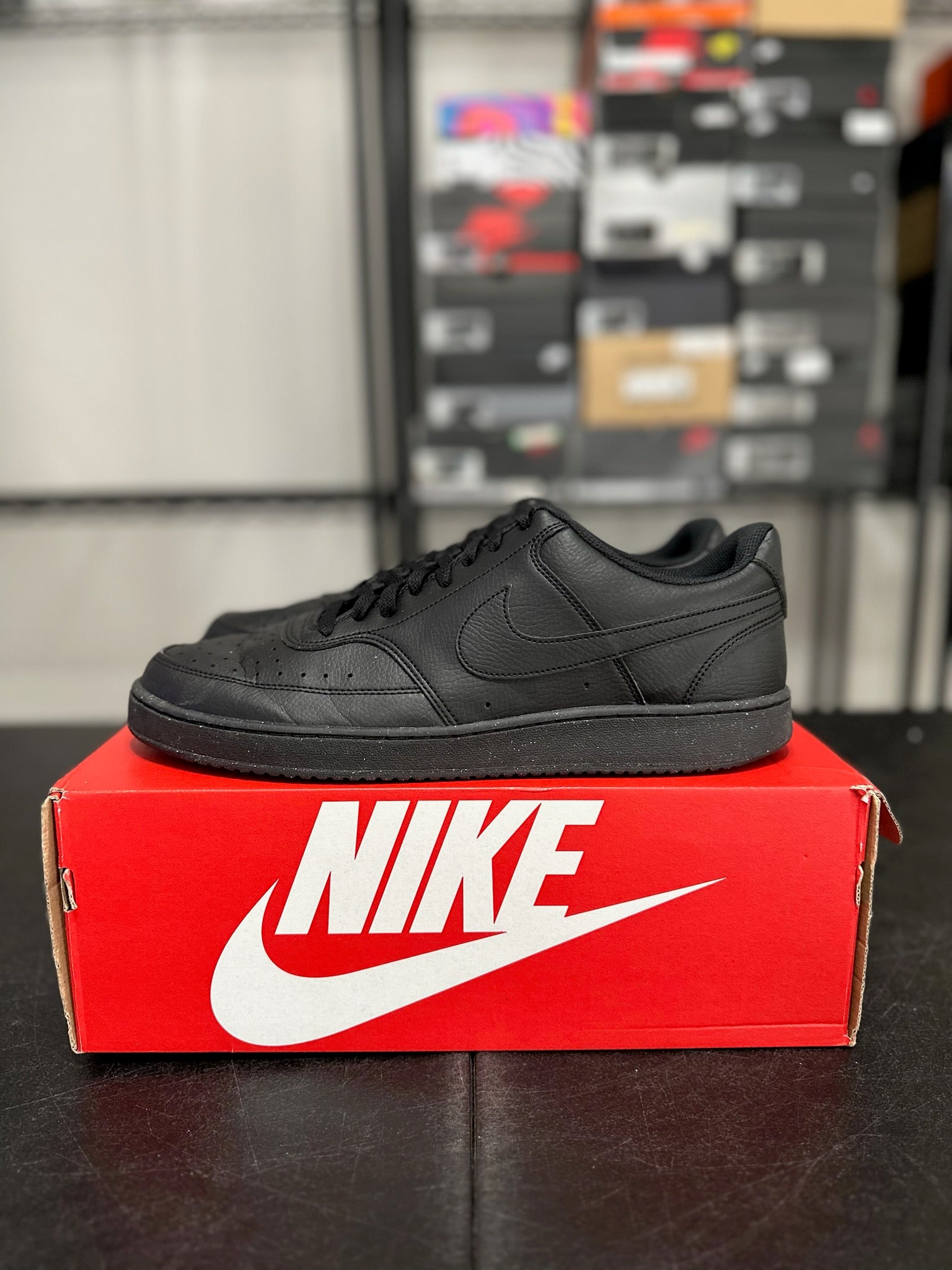 Size 13 - Nike Court Vision Low Next Nature Triple Black