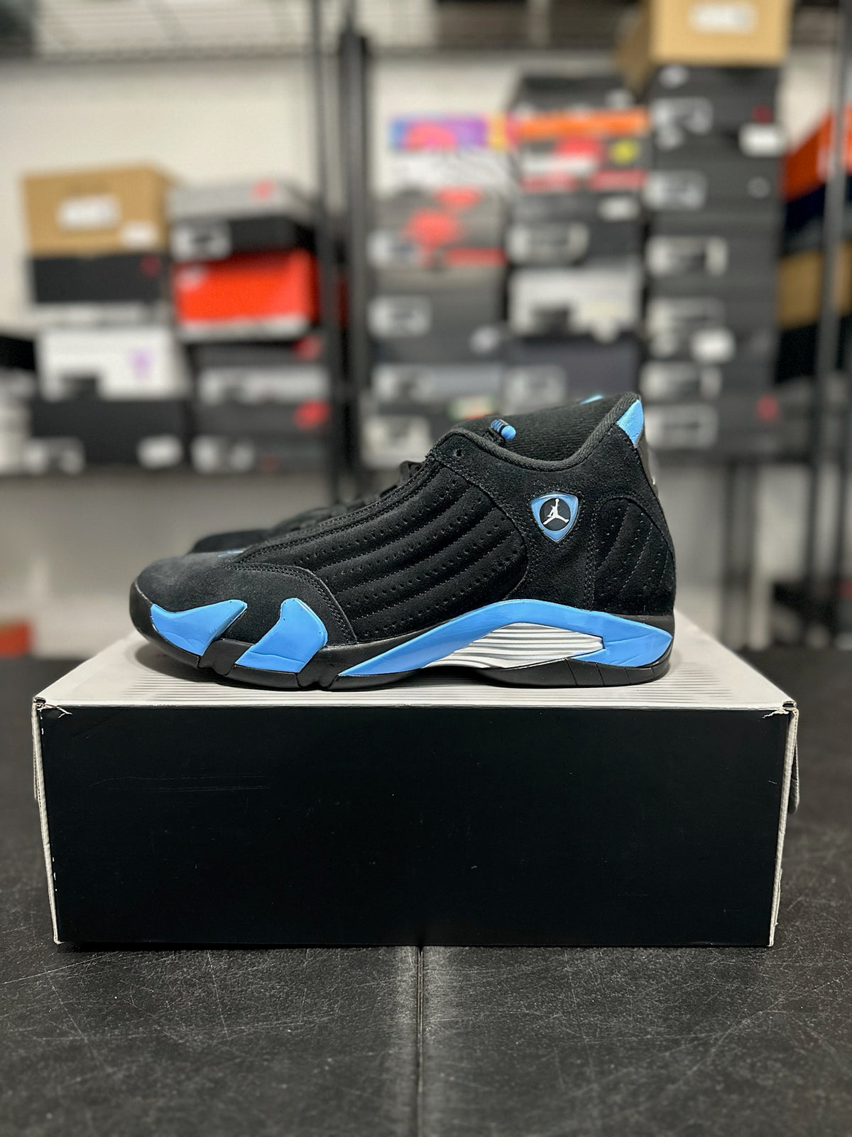 Size 10.5 - J14 Black University Blue
