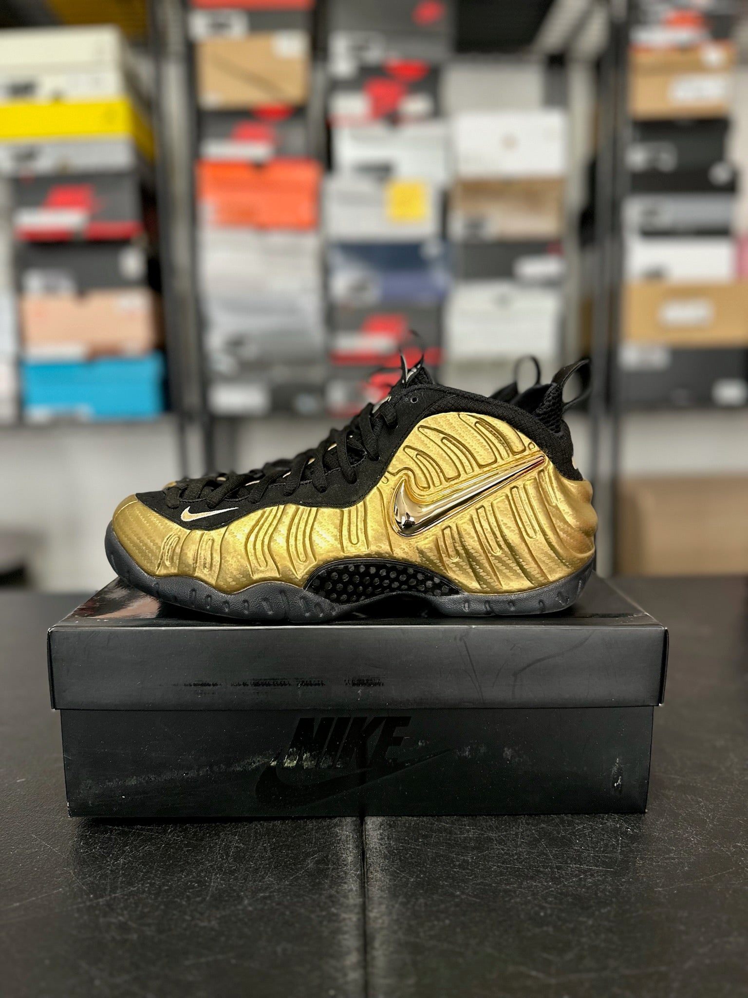Size 8.5 - Foamposite Pro Metallic Gold