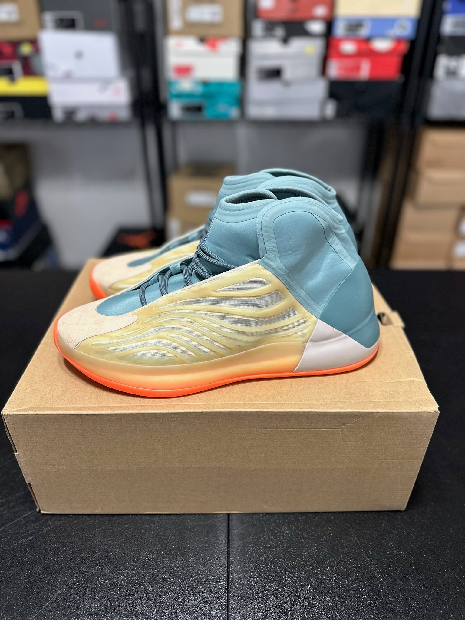 Size 14 - adidas Yzy QNTM Hi-Res Coral