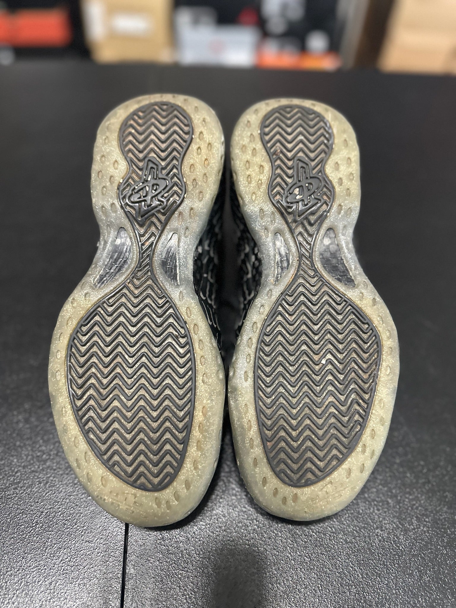 Size 8 - Foamposite All Over Swoosh Black