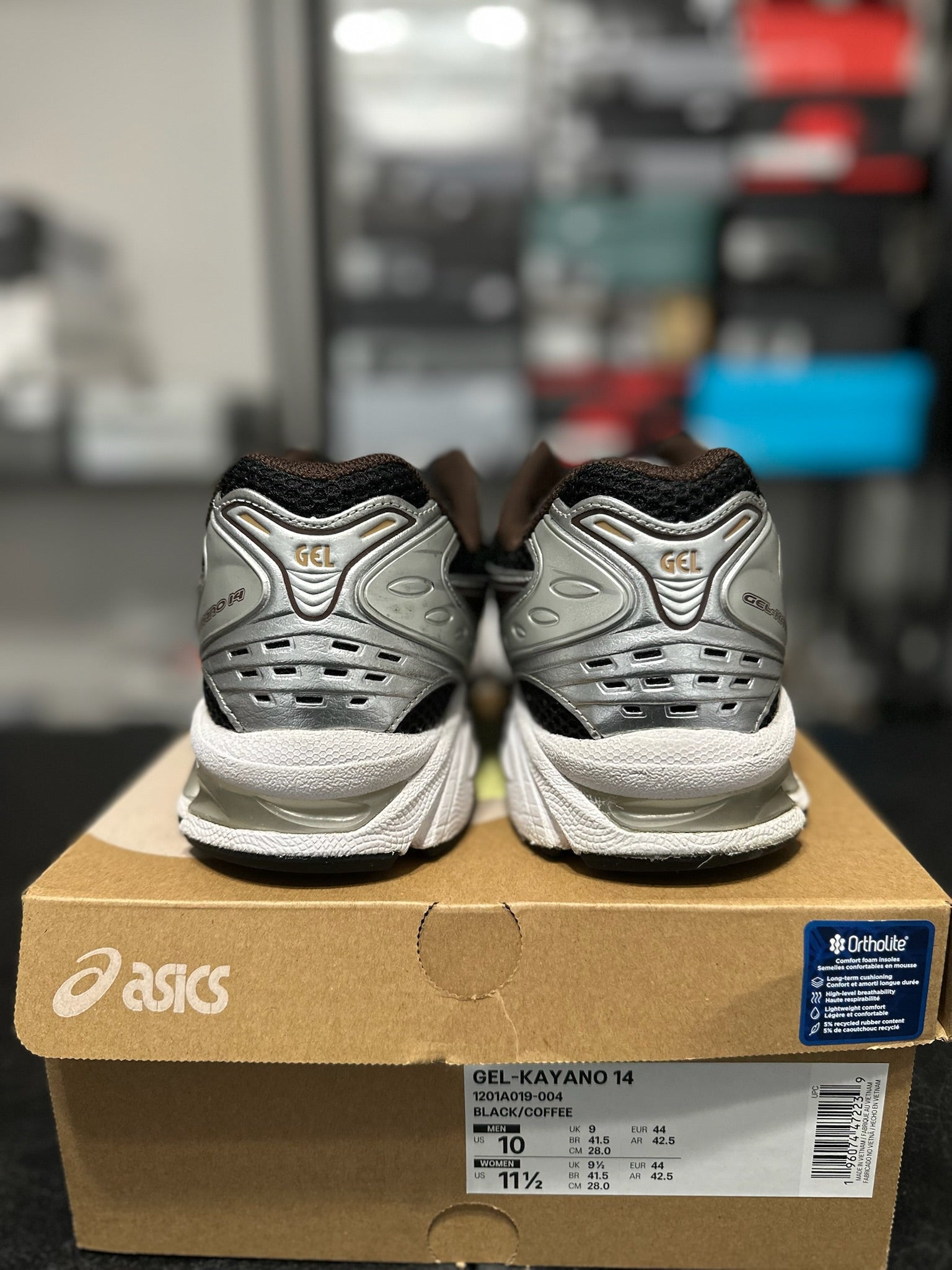 Size 10 - ASICS Gel Kayano 14 Black Coffee Silver