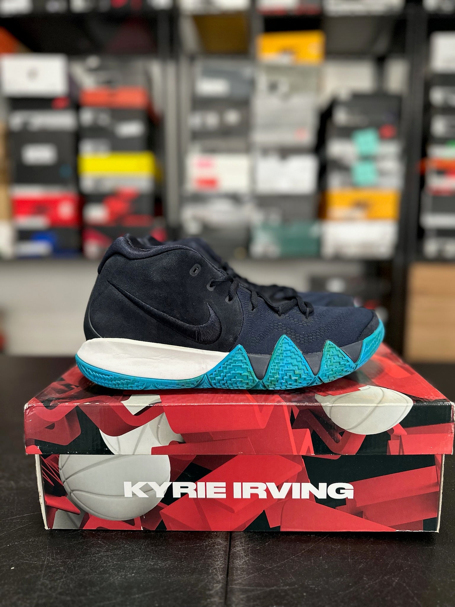 Size 9 - Kyrie 4 Dark Obsidian Think Twice