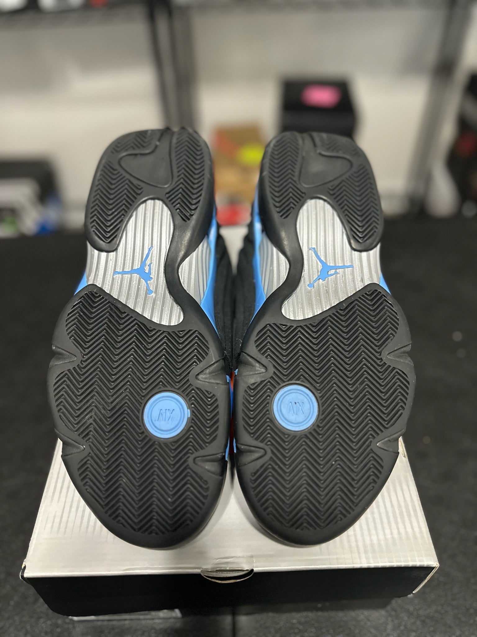 Size 10.5 - J14 Black University Blue
