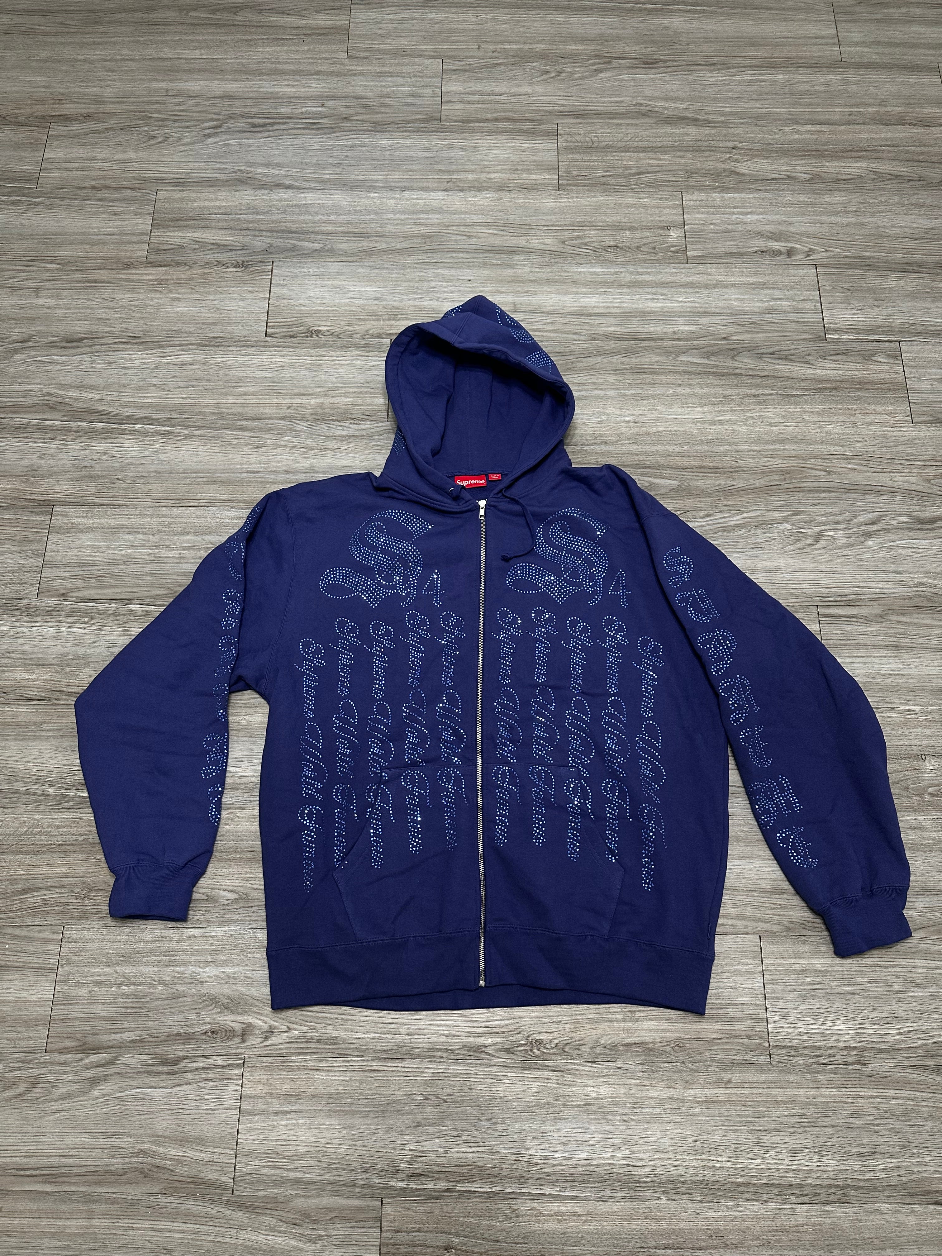 Size XXL - Supreme rhinestone hoodie