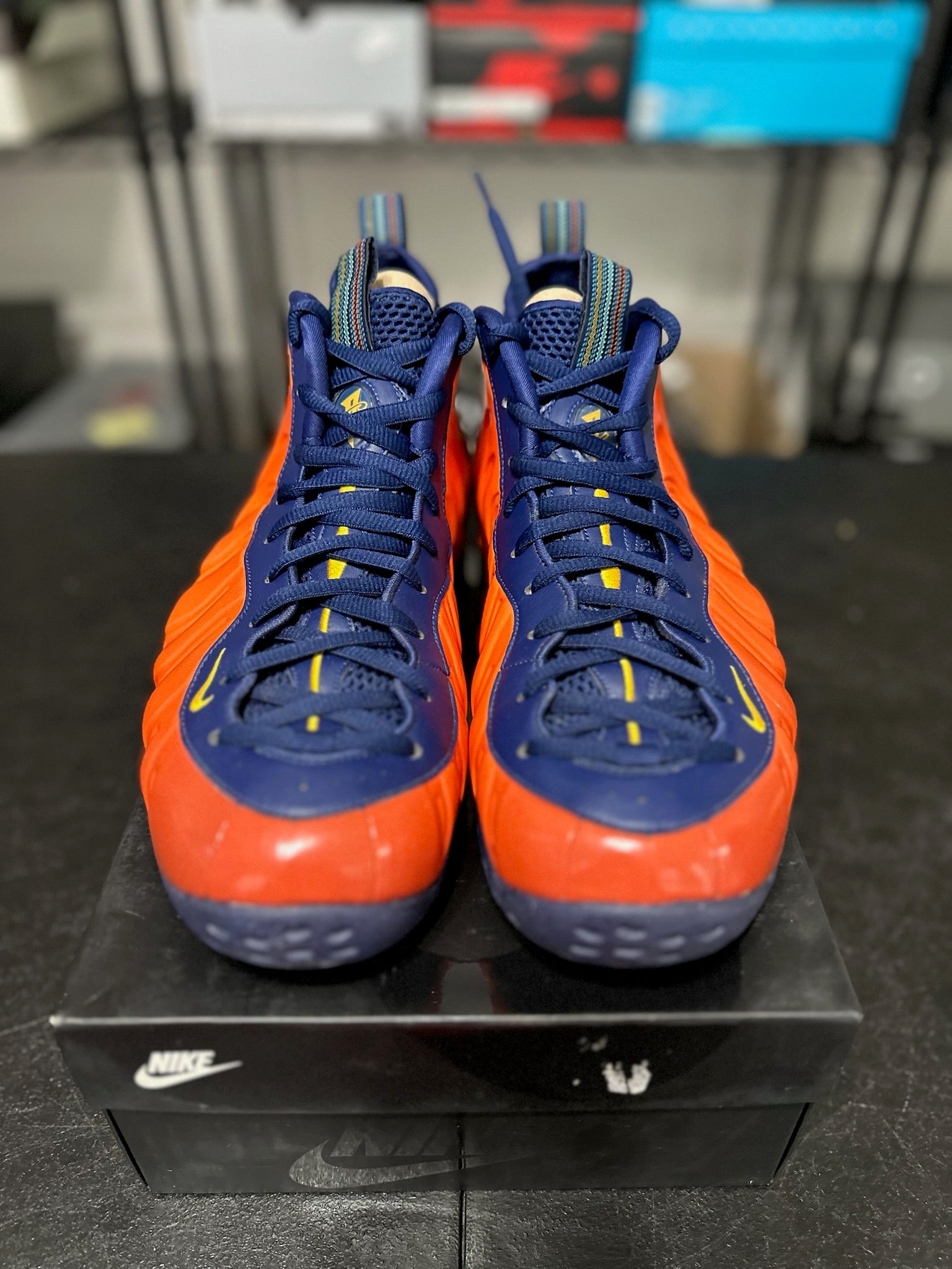 Size 12 - Foamposite 1 Blue Void Rugged Orange