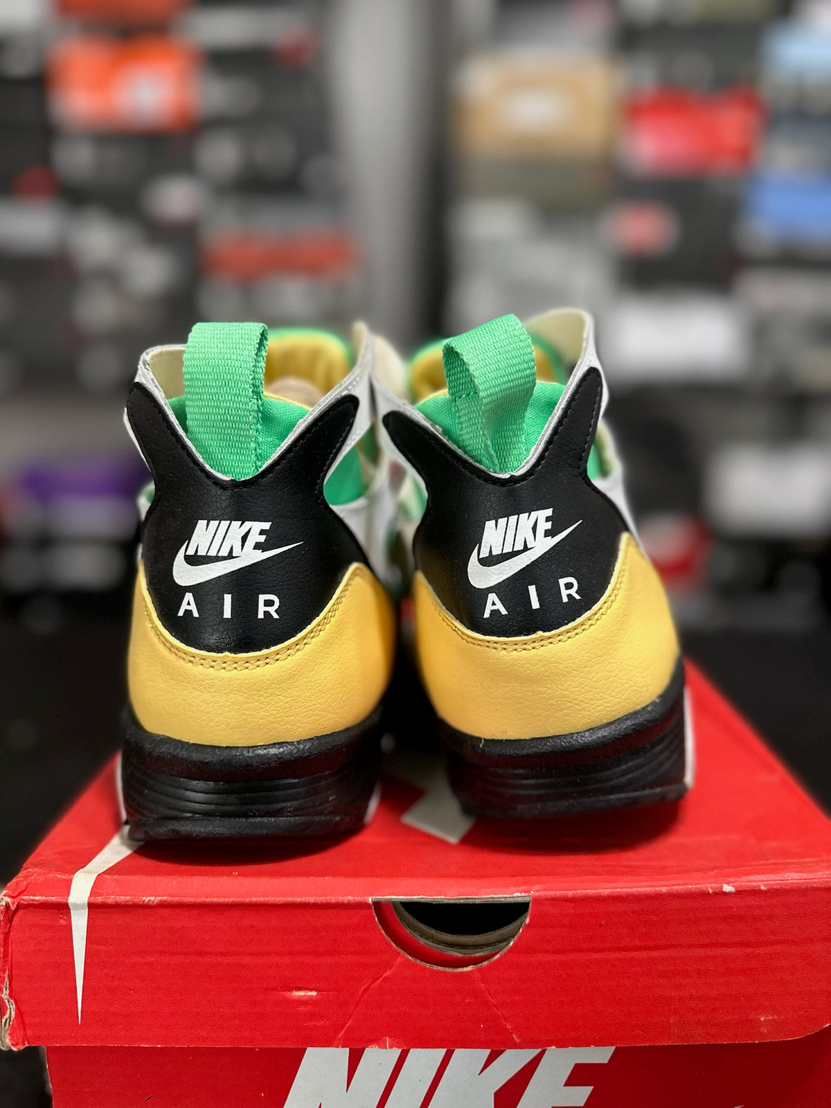 Size 13 - air trainer huarache white topaz gold electro green