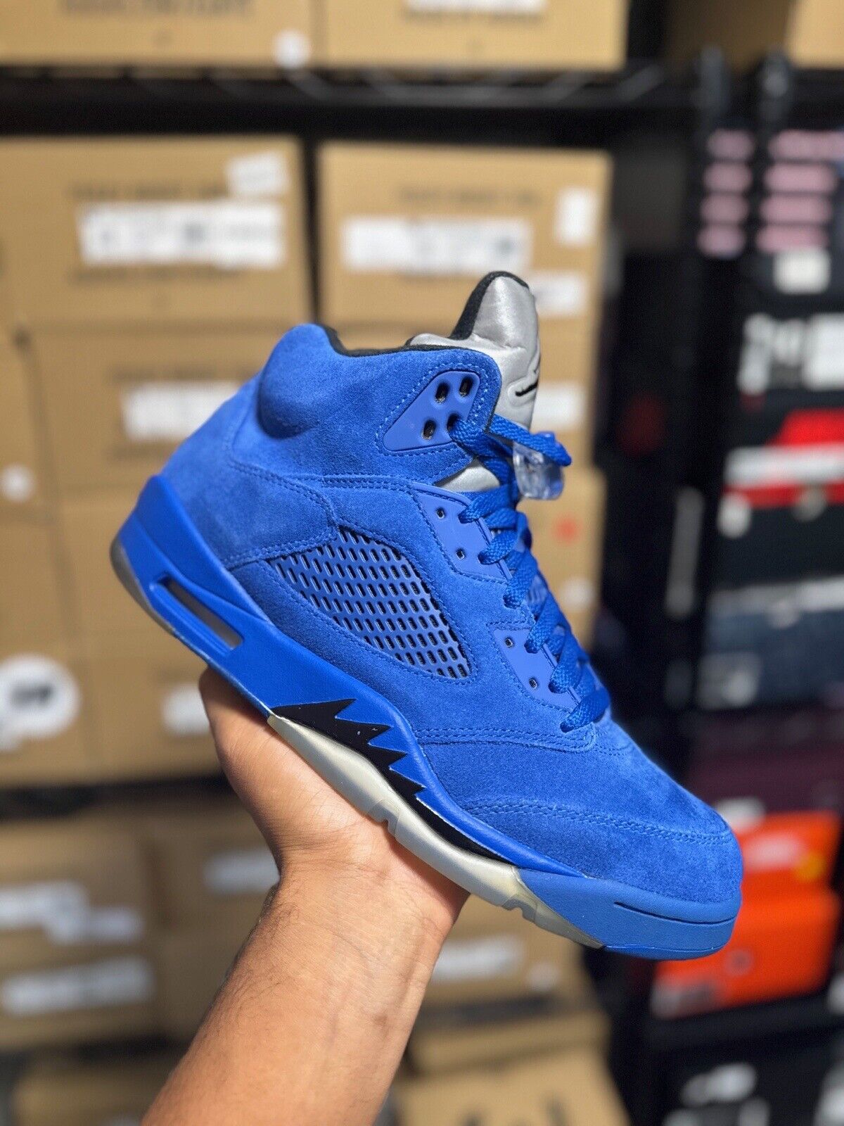 Size 10 - Air Jordan 5 Retro Blue Suede