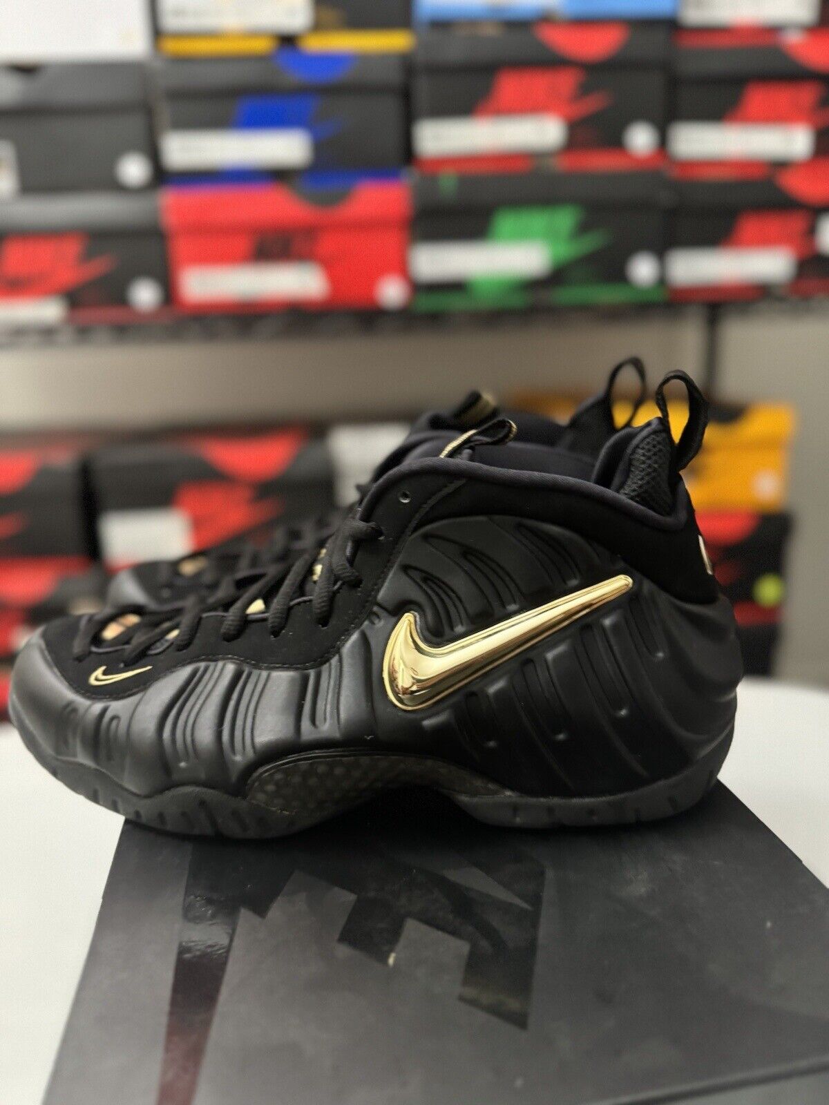 Size 10.5 - Nike Air Foamposite Pro Black Metallic Gold