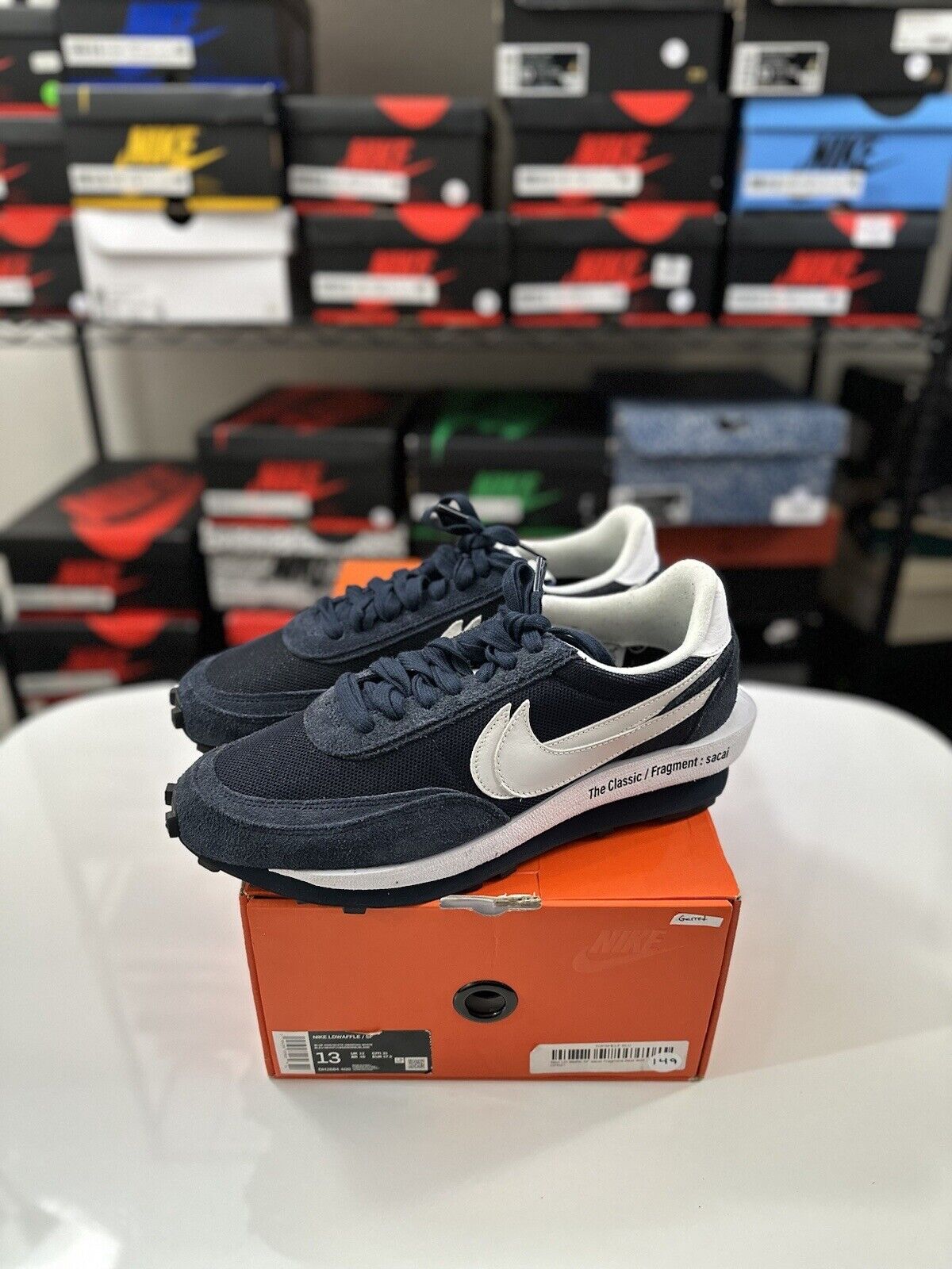 Size 13 - Nike LDV Waffle x Fragment Design x sacai Low Blackened Blue