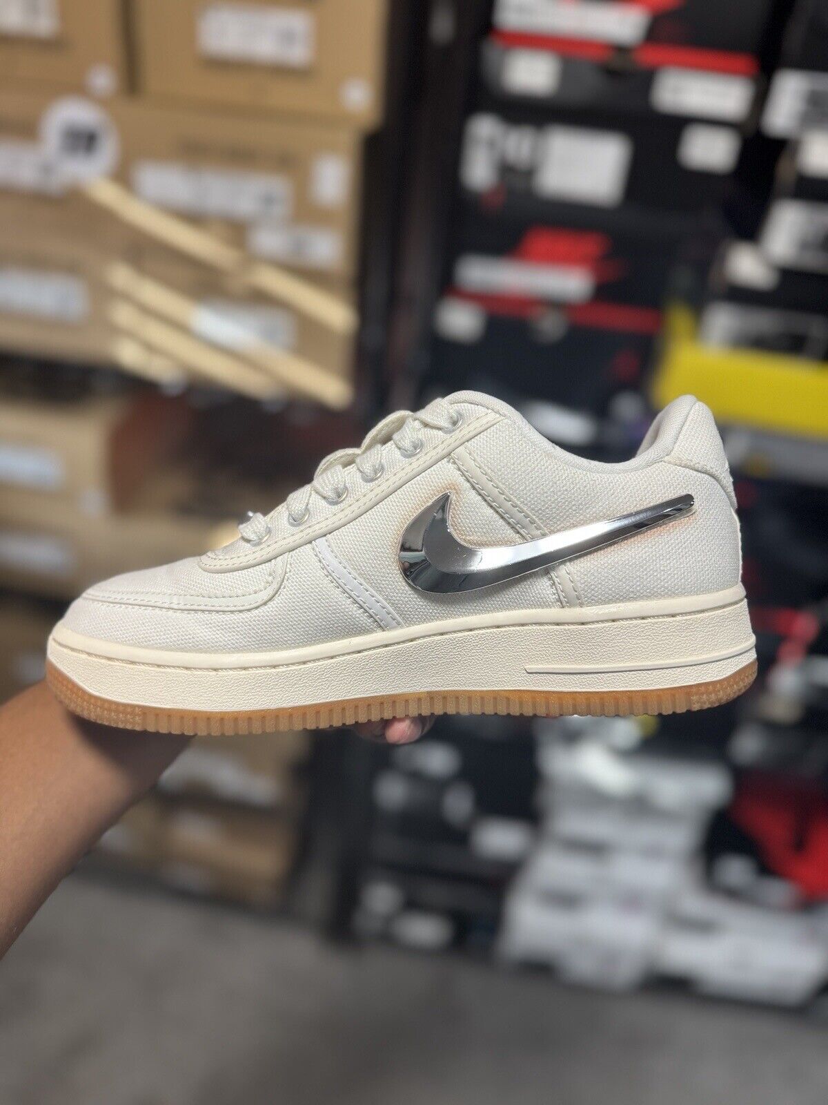 Size 5.5 - Nike Travis Scott x Air Force 1 Sail