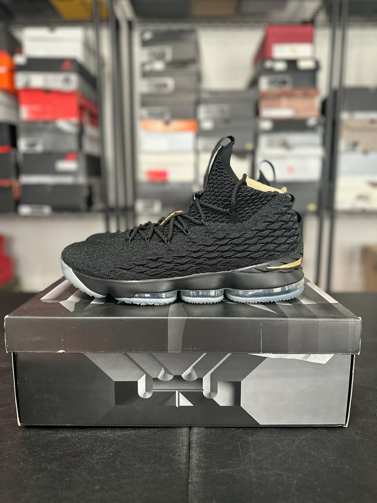 Size 14 - LeBron 15 Black Gold