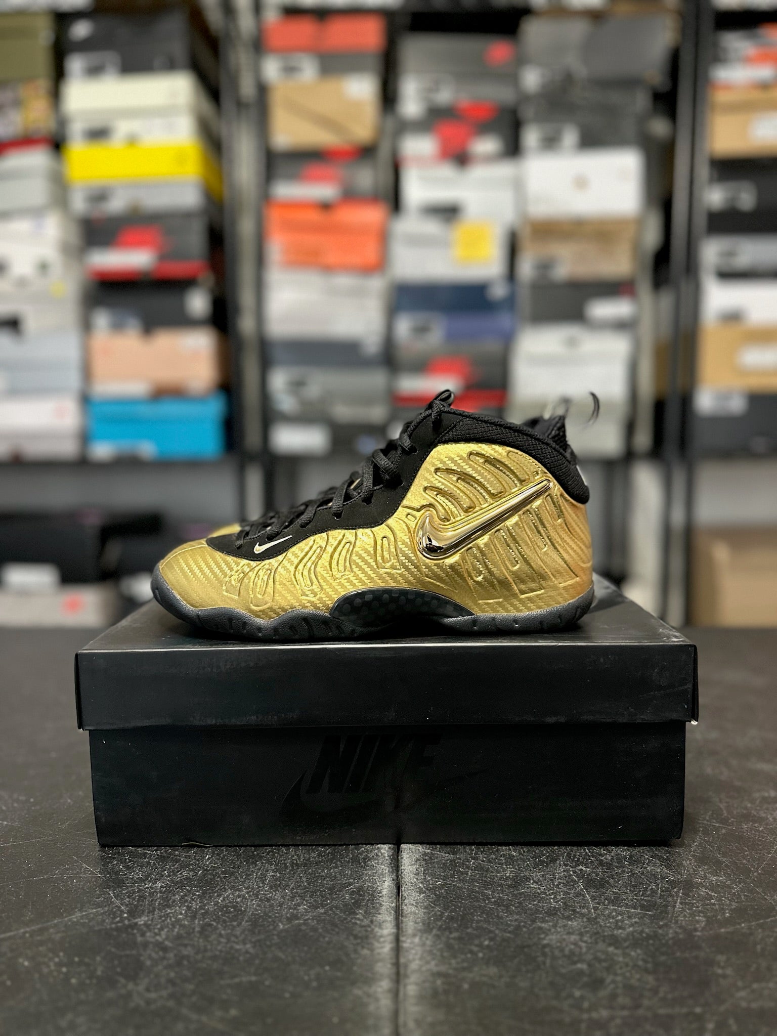 Size 7Y - Foamposite Pro Metallic Gold