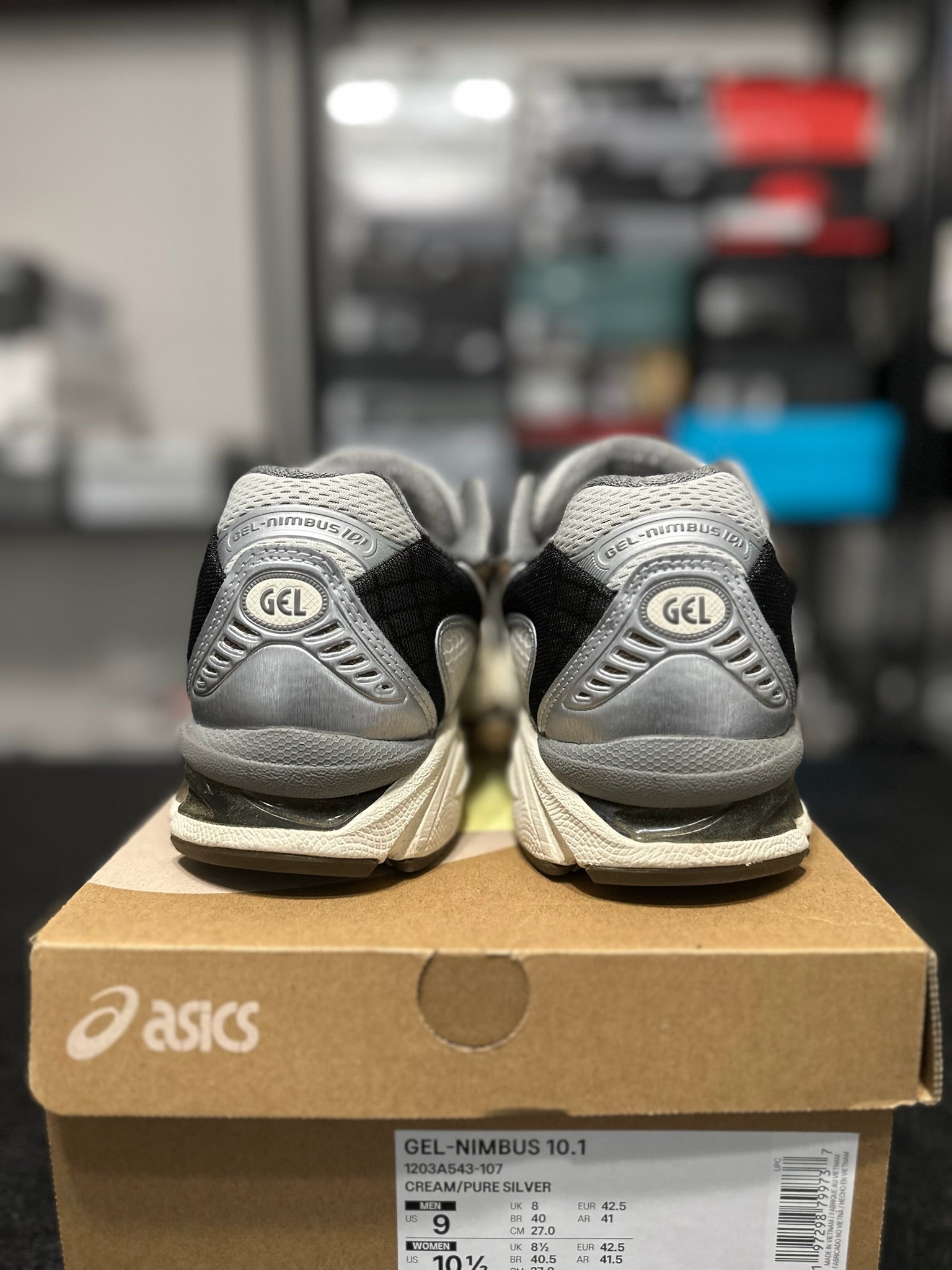 Size 9 - ASICS Gel Nimbus 10.1 Cream Pure Silver