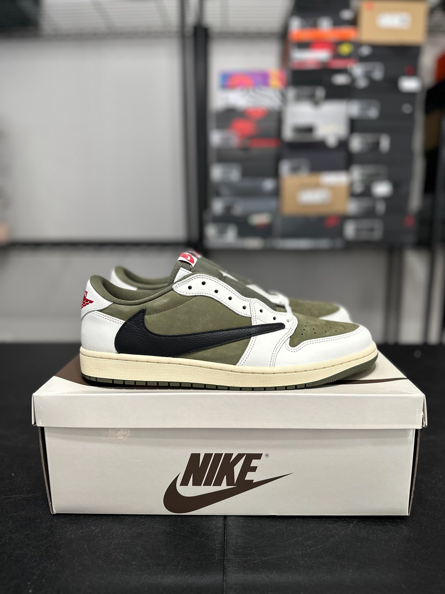 Size 13 - J1 Low Travis Scott Medium Olive DS