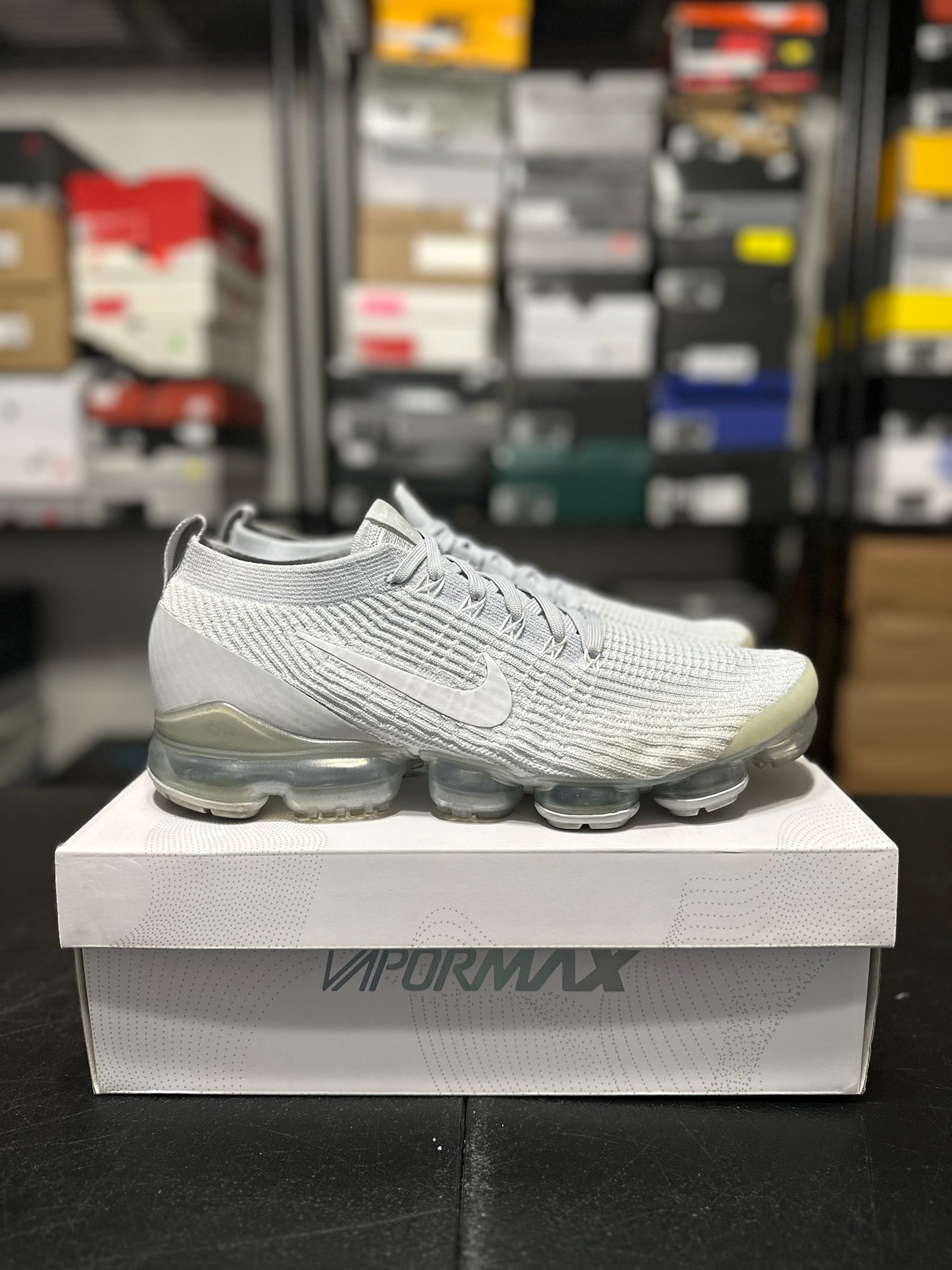Size 13 - Air VaporMax Flyknit 3 White Pure Platinum