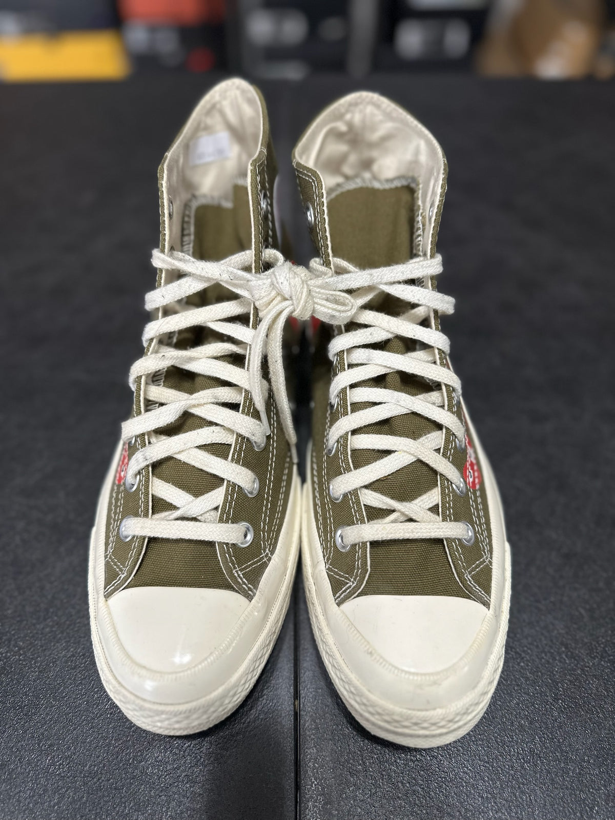 Size 8.5 - converse Chuck Taylor all Star 70 hi Comme des garçons play multi heart green