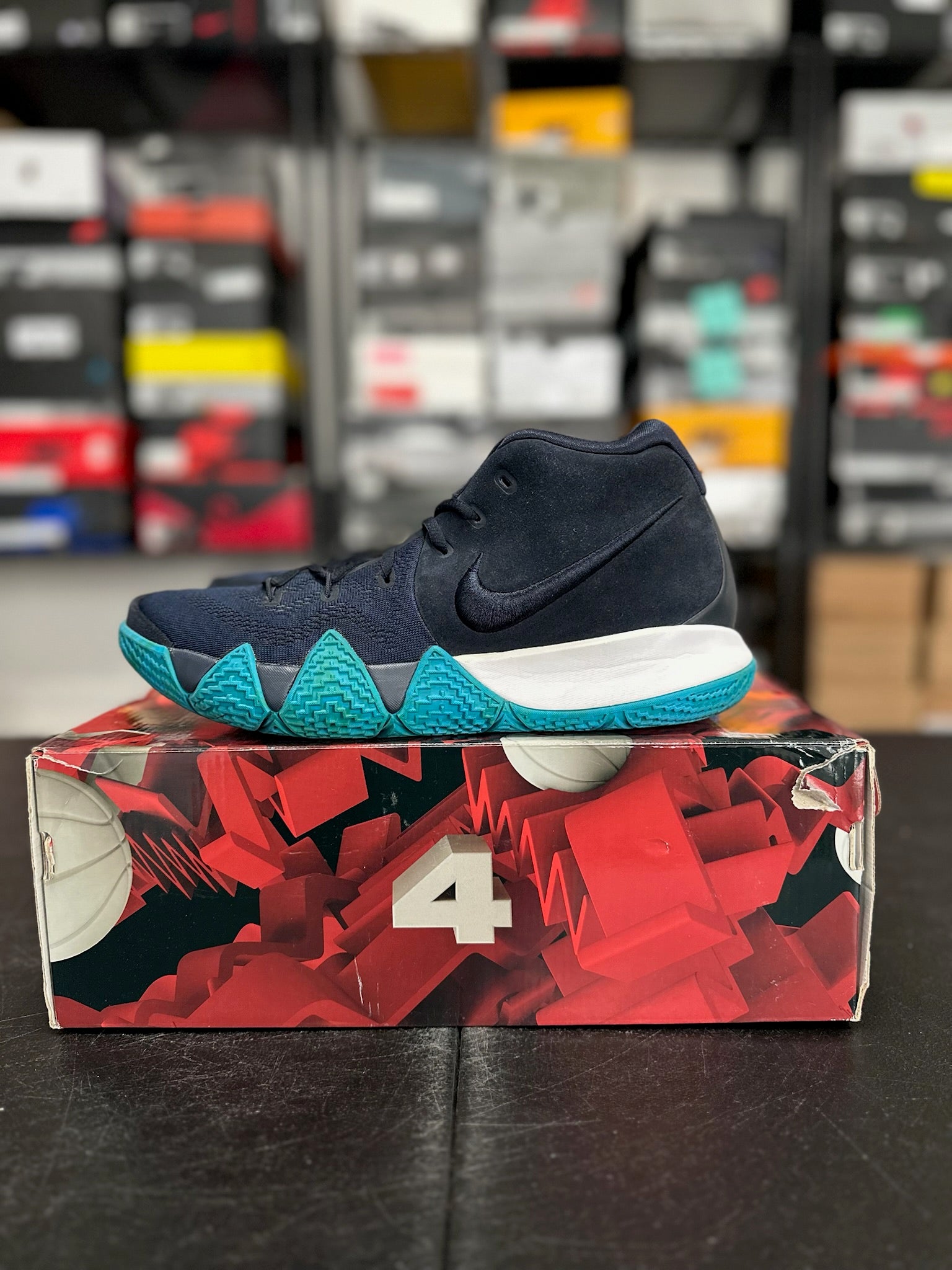 Size 9 - Kyrie 4 Dark Obsidian Think Twice
