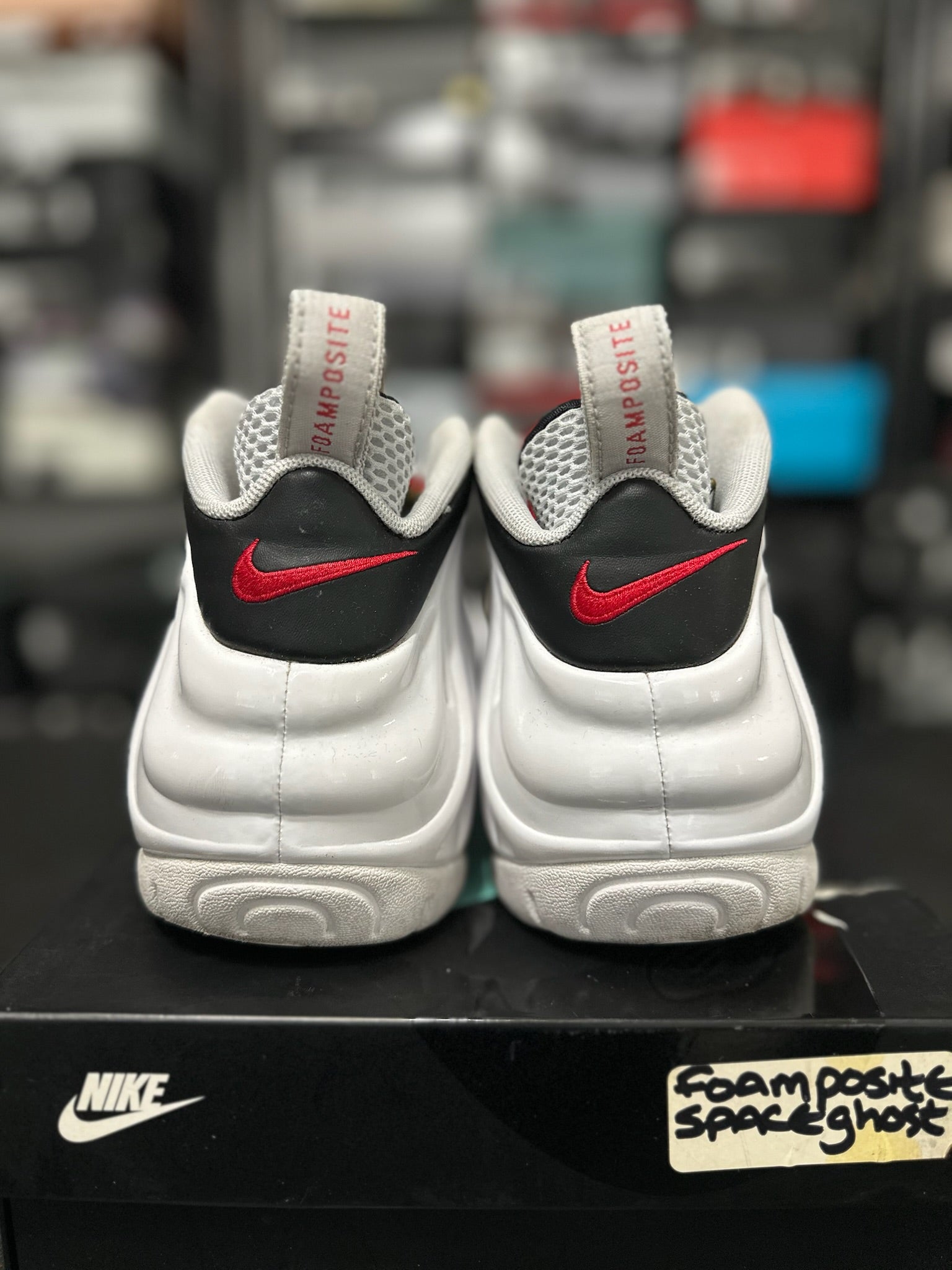 Size 10 - Foamposite Pro White Black University Red