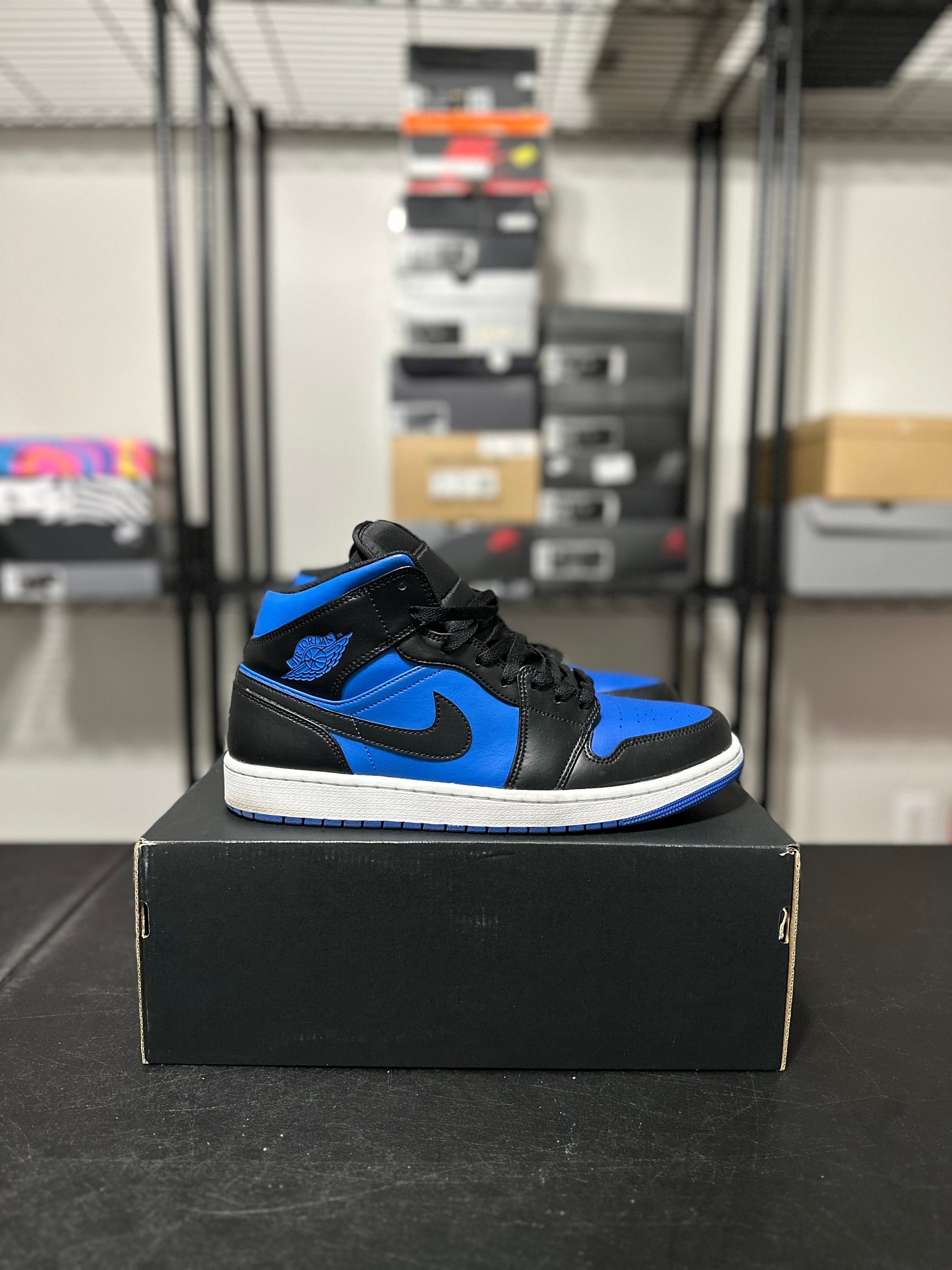 Size 12 - J1 mid black/blue
