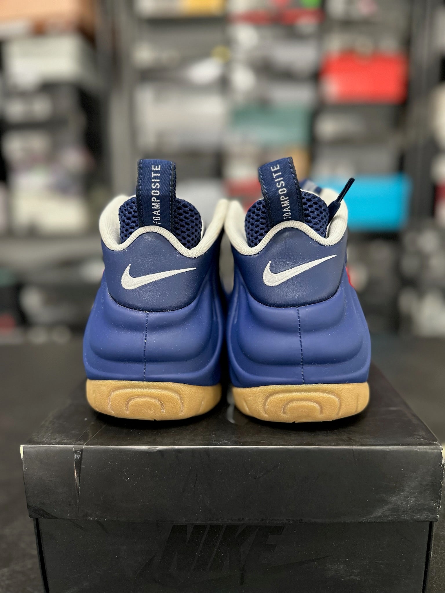 Size 10.5 - Foamposite Pro Blue Void University Red