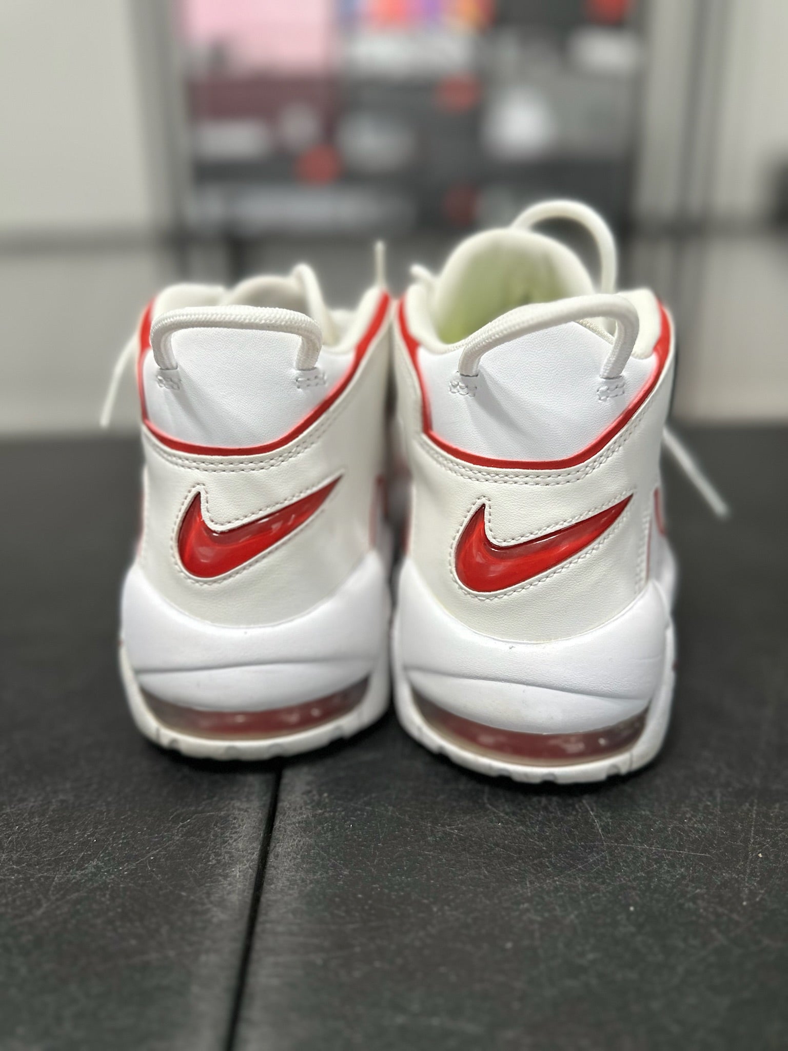 Size 12 - Nike Air More Uptempo White Varsity Red Outline