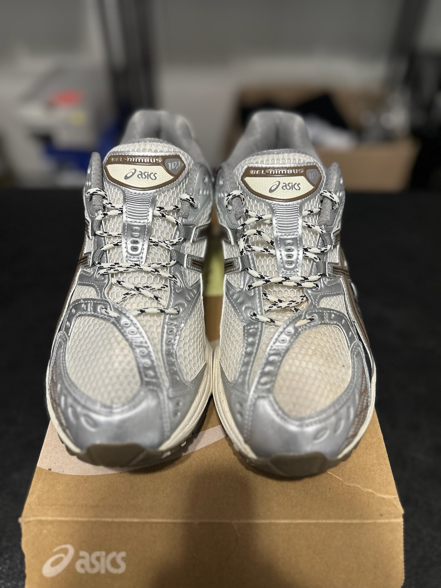 Size 9 - ASICS Gel Nimbus 10.1 Cream Pure Silver