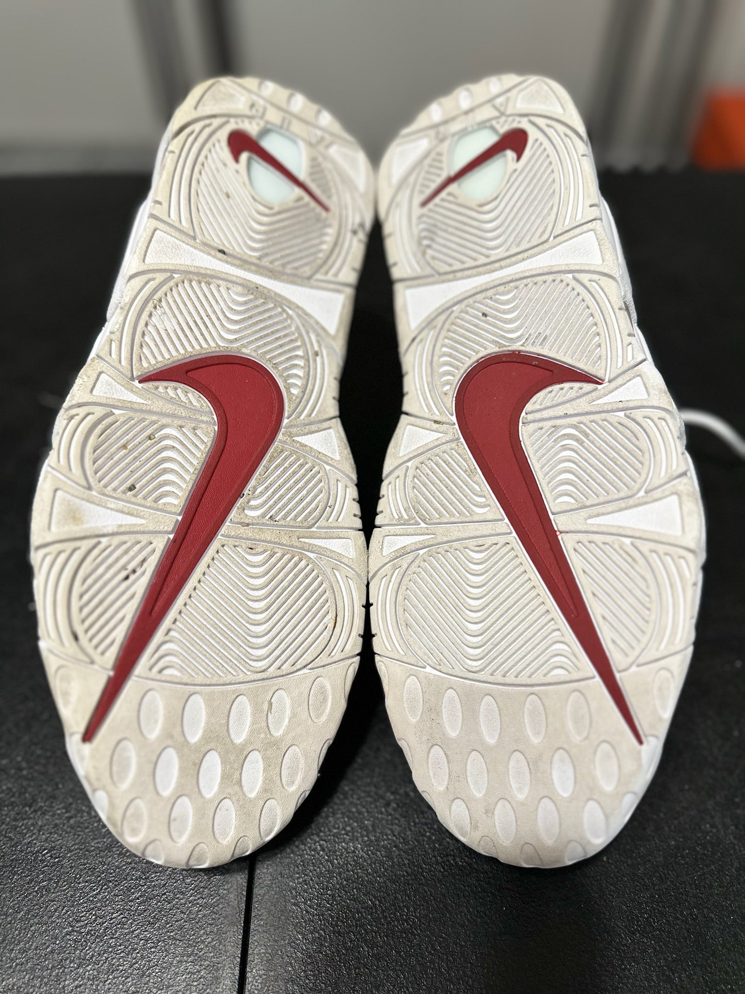 Size 12 - Nike Air More Uptempo White Varsity Red Outline