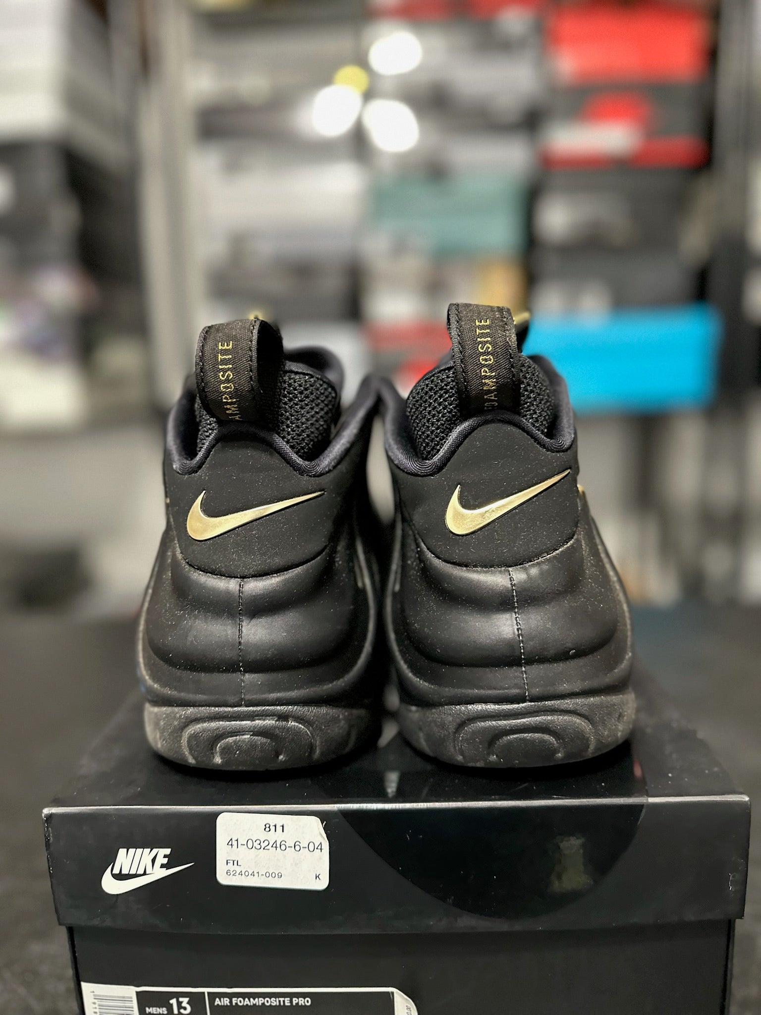 Size 13 - Foamposite Pro Black Metallic Gold